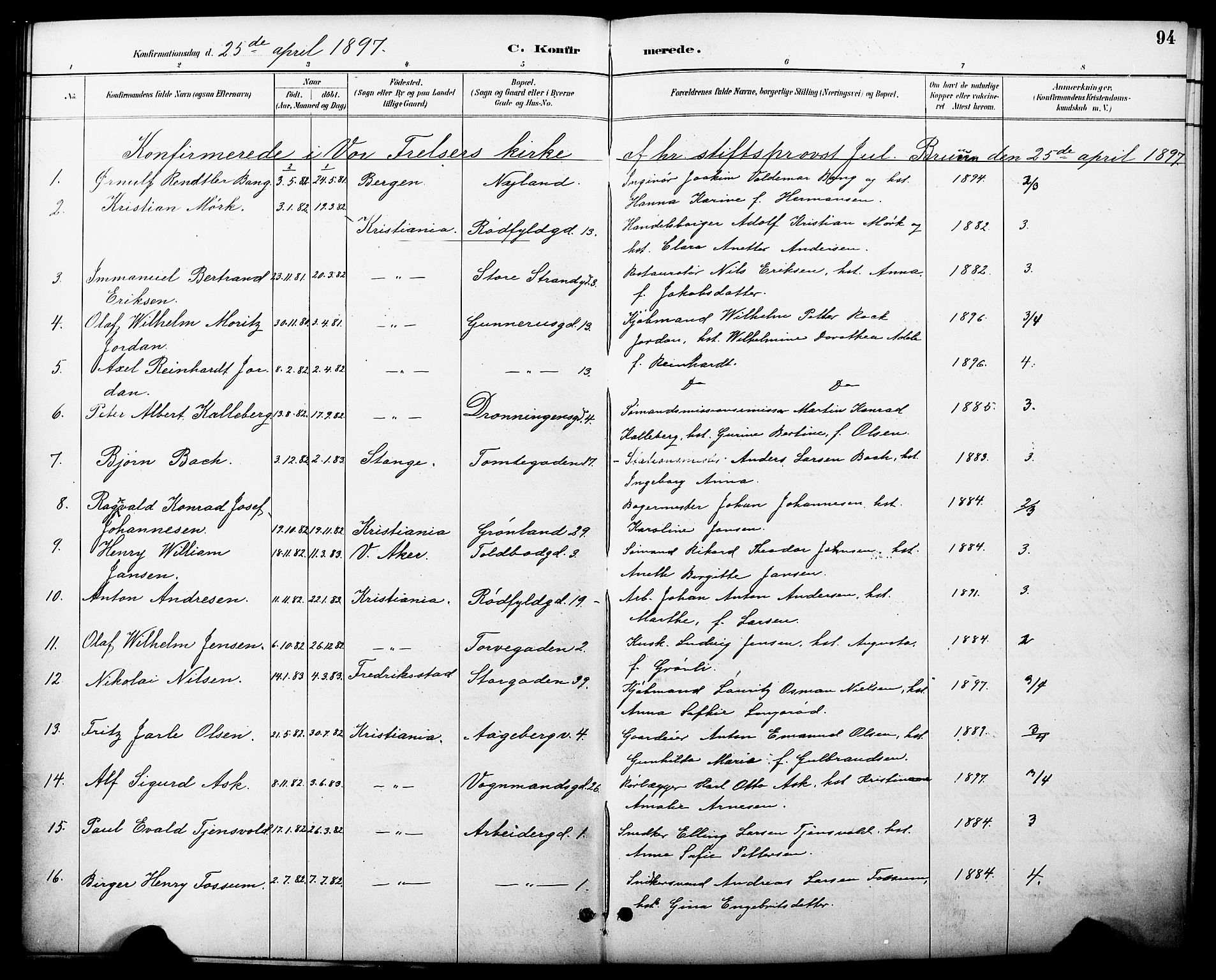 Oslo domkirke Kirkebøker, AV/SAO-A-10752/F/Fa/L0030: Parish register (official) no. 30, 1887-1918, p. 94