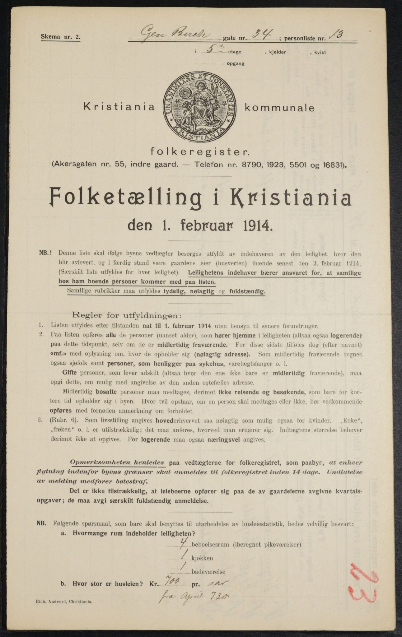OBA, Municipal Census 1914 for Kristiania, 1914, p. 29305