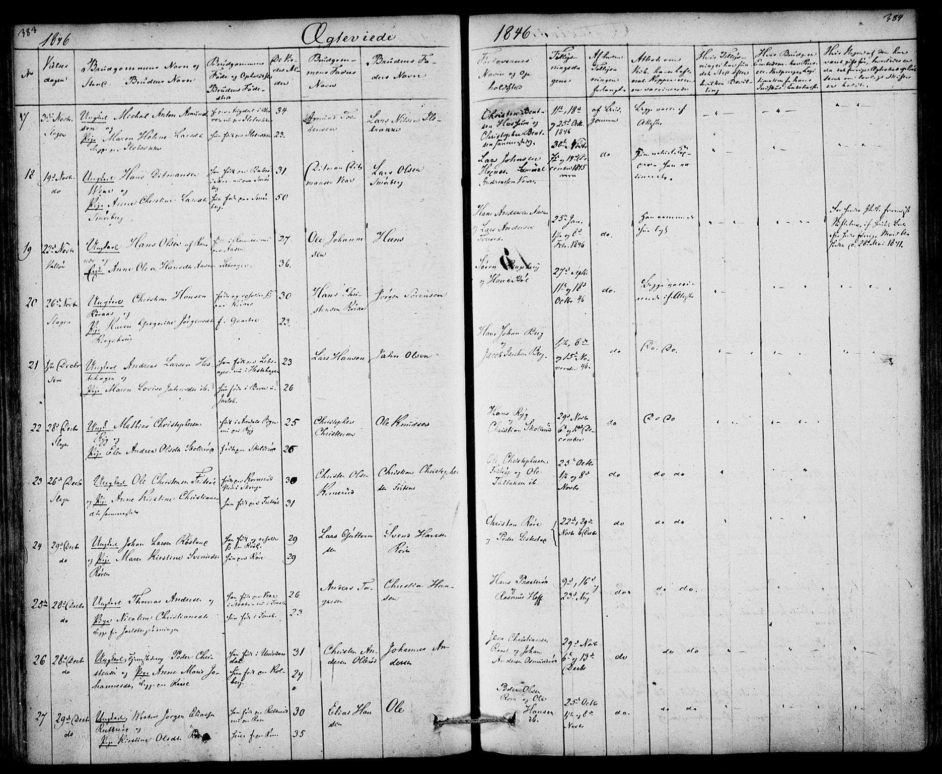 Sem kirkebøker, AV/SAKO-A-5/F/Fa/L0006: Parish register (official) no. I 6, 1843-1855, p. 383-384