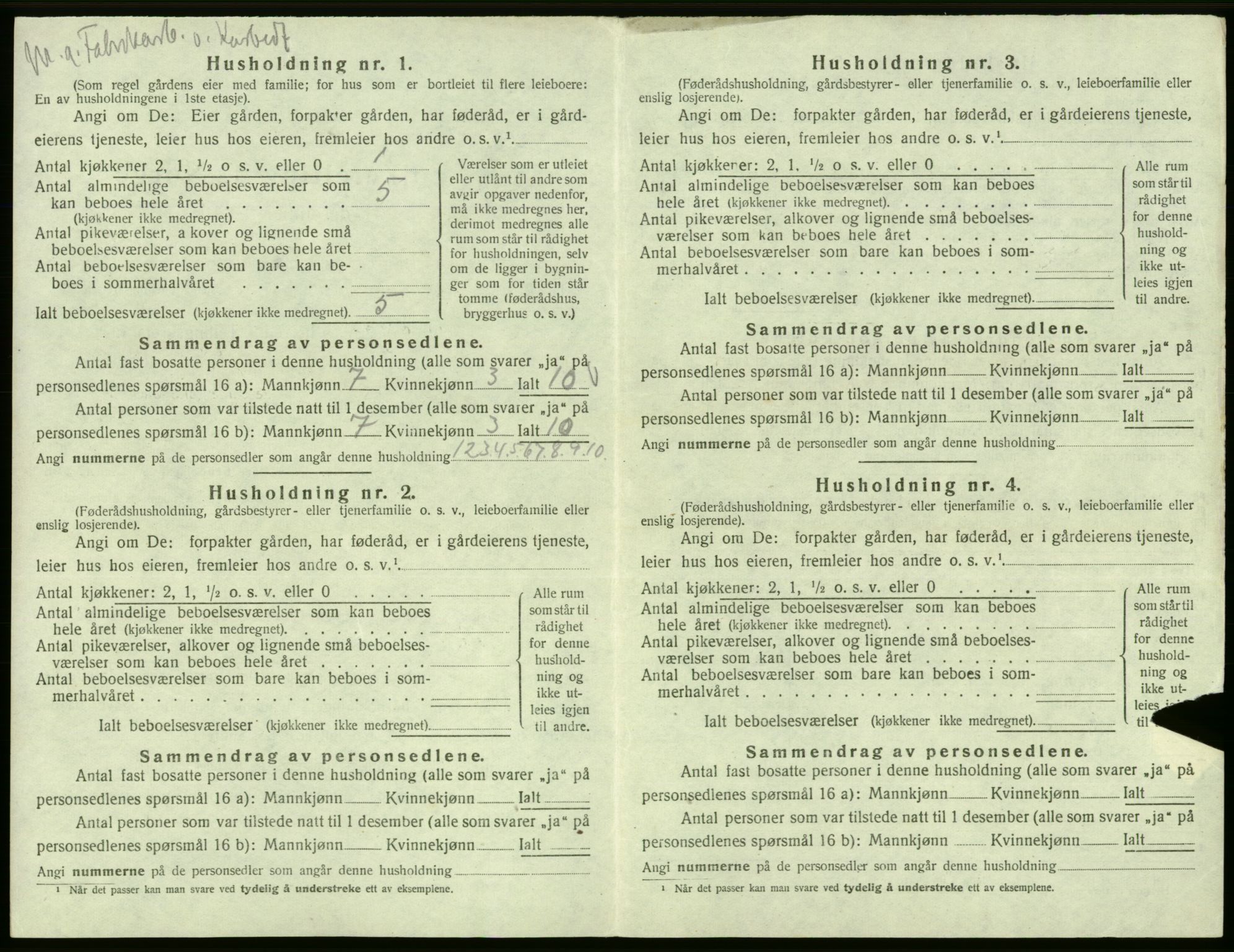 SAB, 1920 census for Odda, 1920, p. 1011