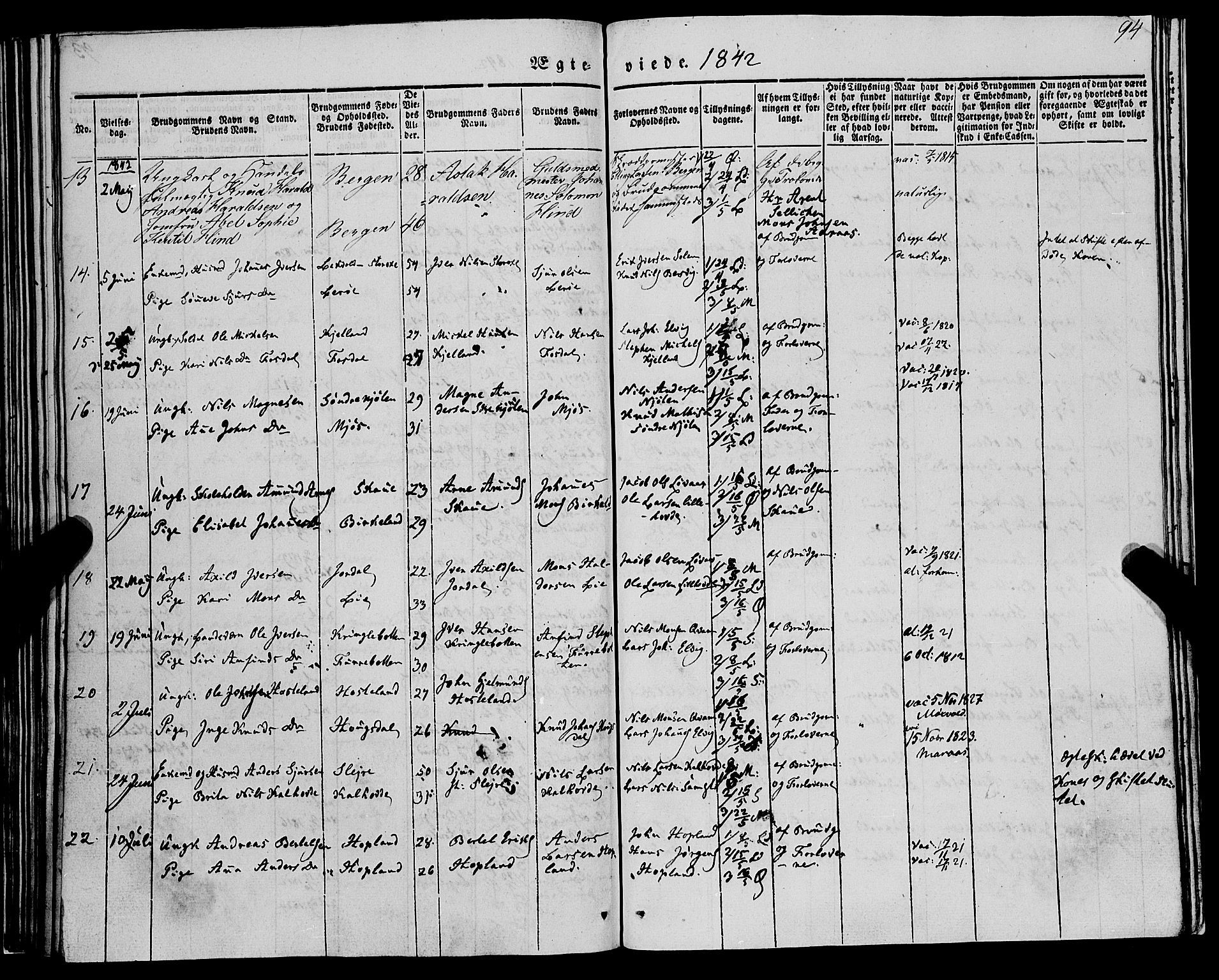 Lindås Sokneprestembete, SAB/A-76701/H/Haa: Parish register (official) no. A 12, 1836-1848, p. 94