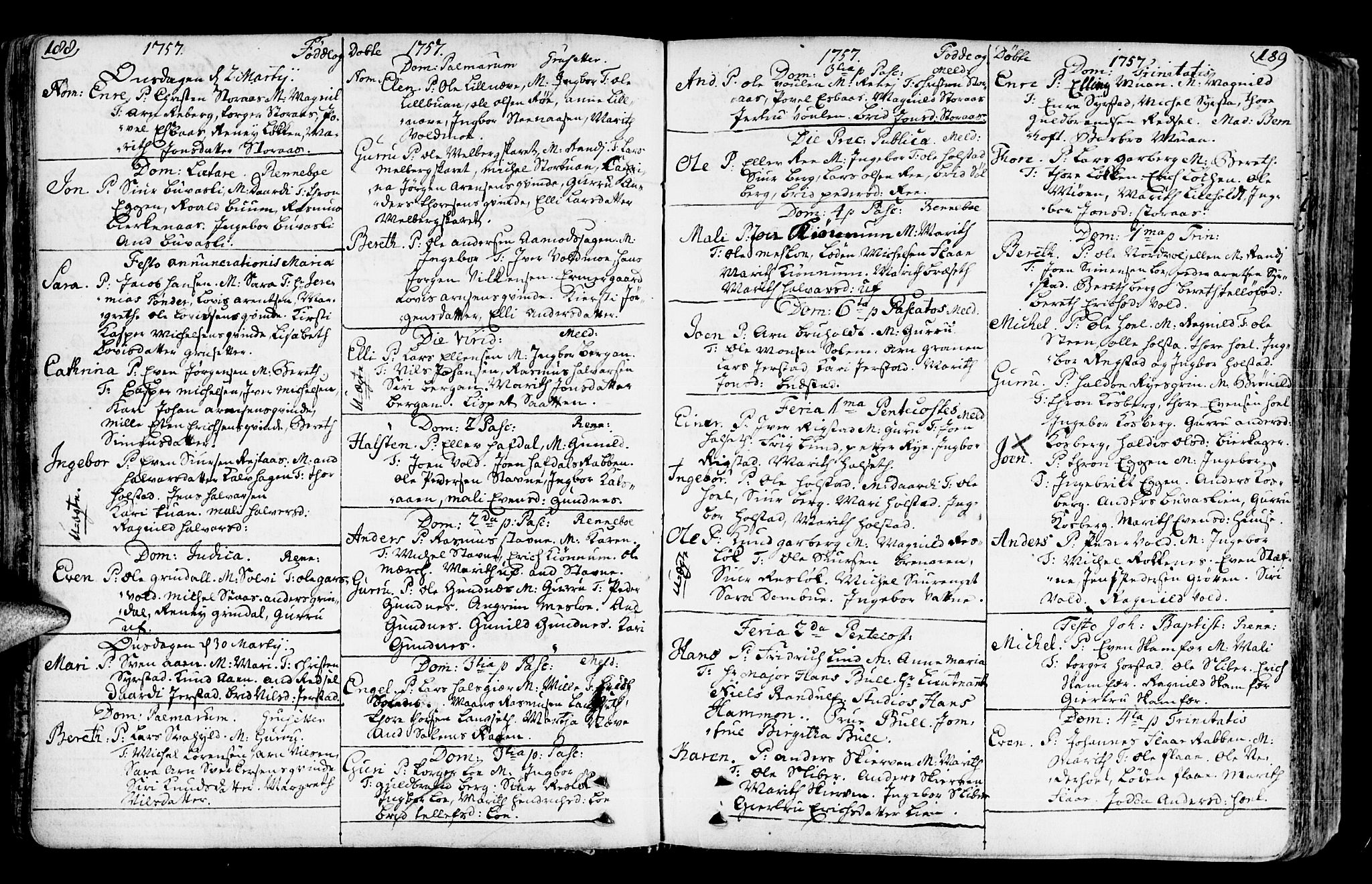 Ministerialprotokoller, klokkerbøker og fødselsregistre - Sør-Trøndelag, SAT/A-1456/672/L0851: Parish register (official) no. 672A04, 1751-1775, p. 188-189