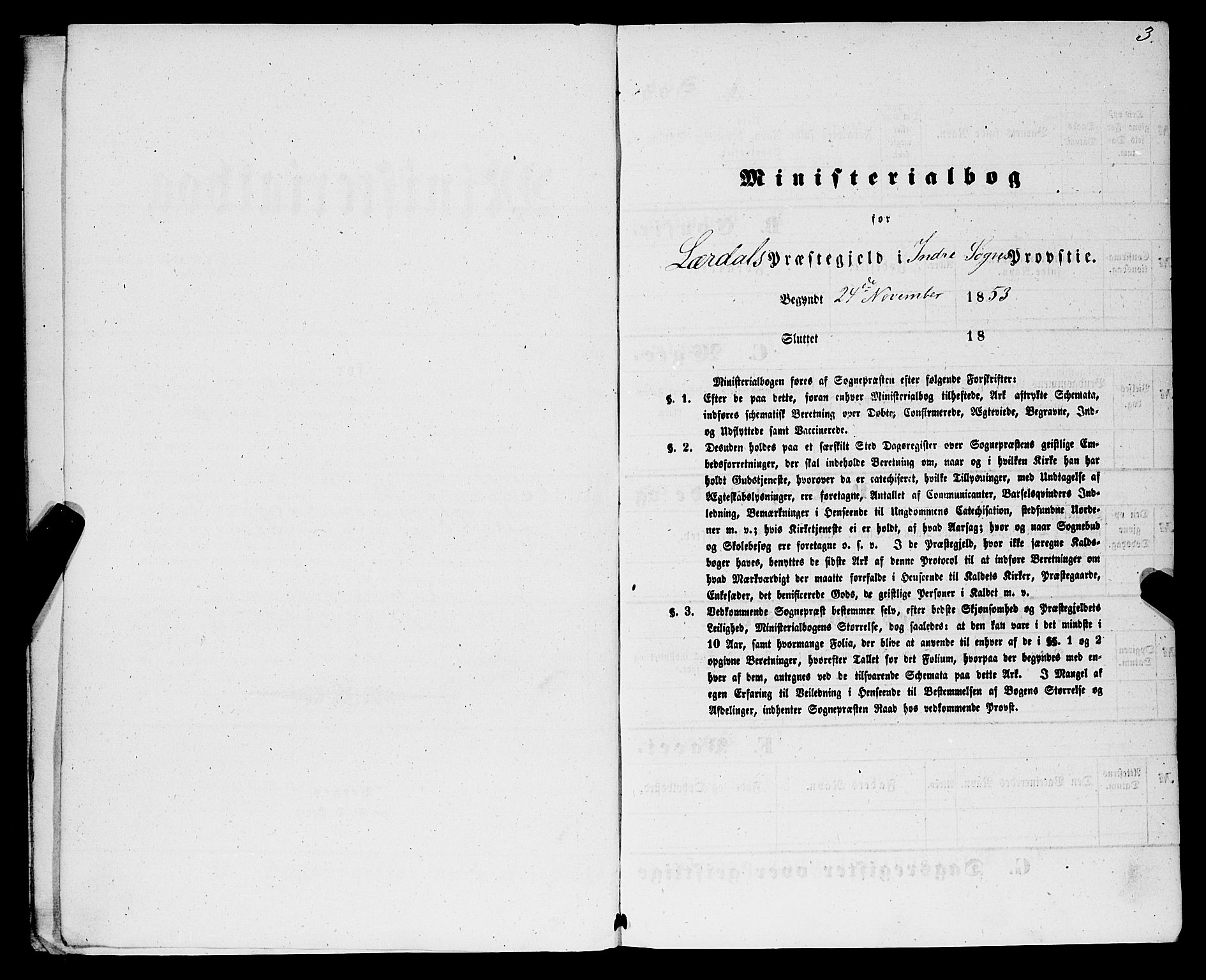 Lærdal sokneprestembete, AV/SAB-A-81201: Parish register (official) no. A 15, 1853-1877, p. 3