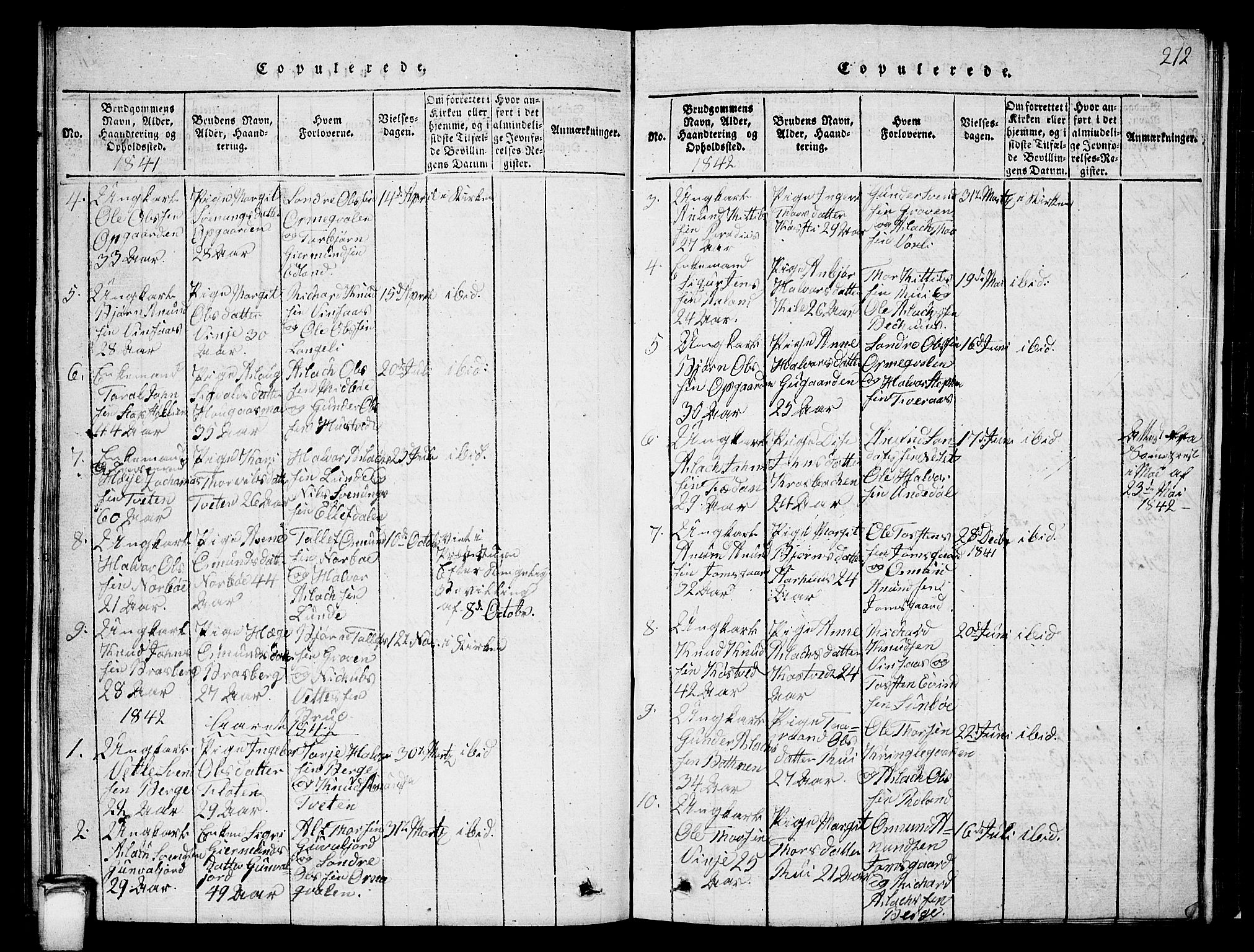 Vinje kirkebøker, SAKO/A-312/G/Ga/L0001: Parish register (copy) no. I 1, 1814-1843, p. 212