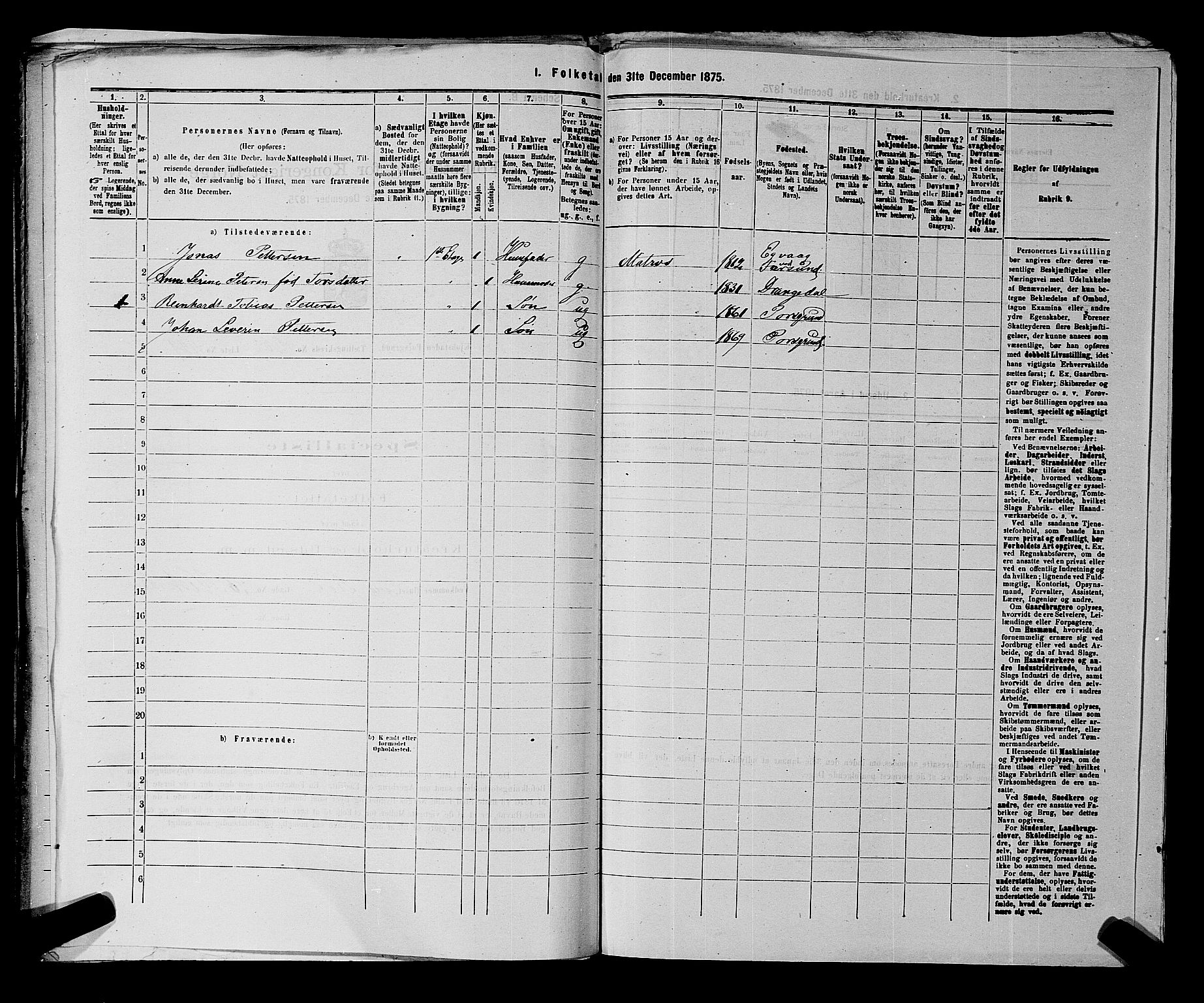 SAKO, 1875 census for 0805P Porsgrunn, 1875, p. 964