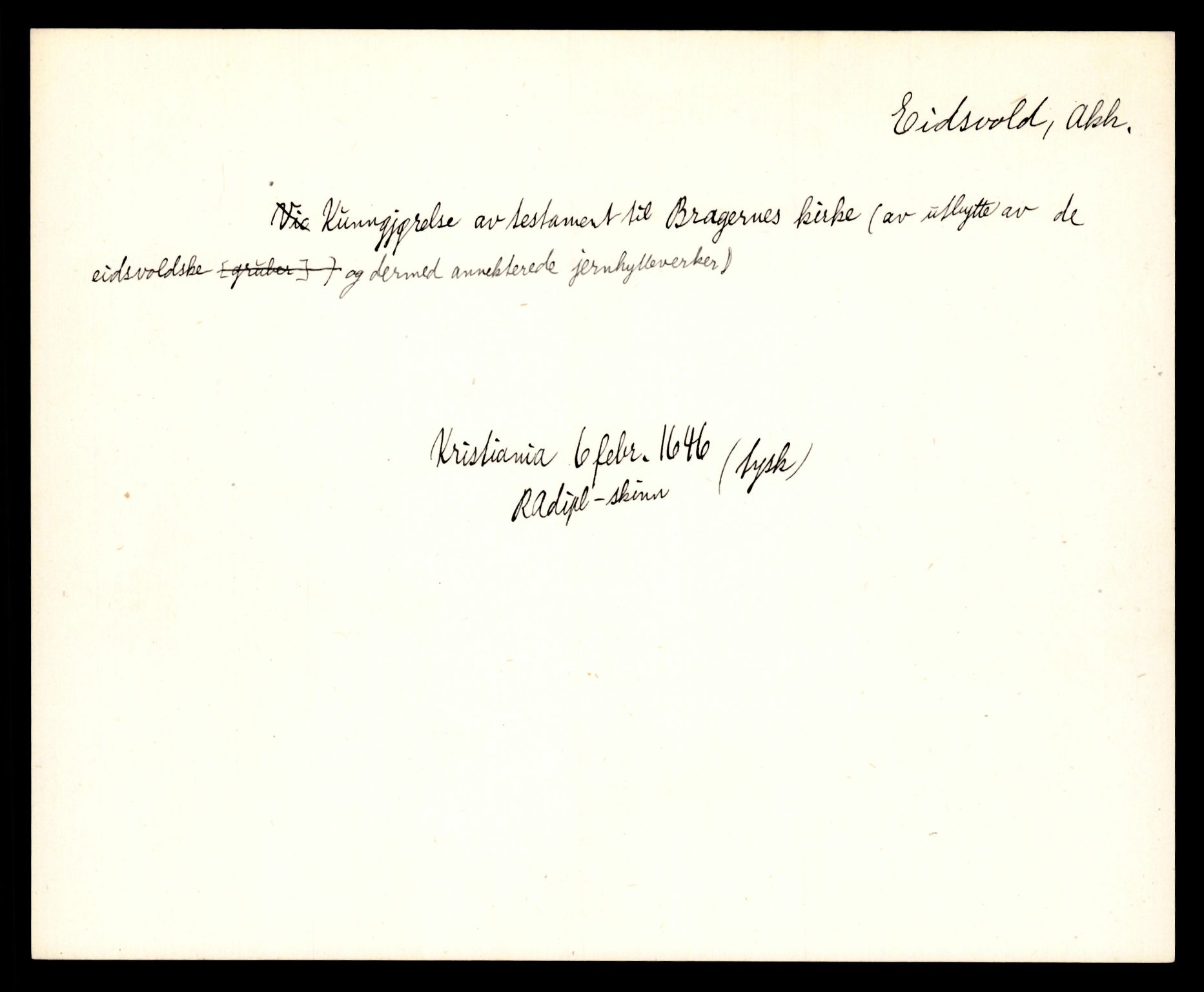 Riksarkivets diplomsamling, AV/RA-EA-5965/F35/F35e/L0006: Registreringssedler Akershus 2, 1400-1700, p. 755