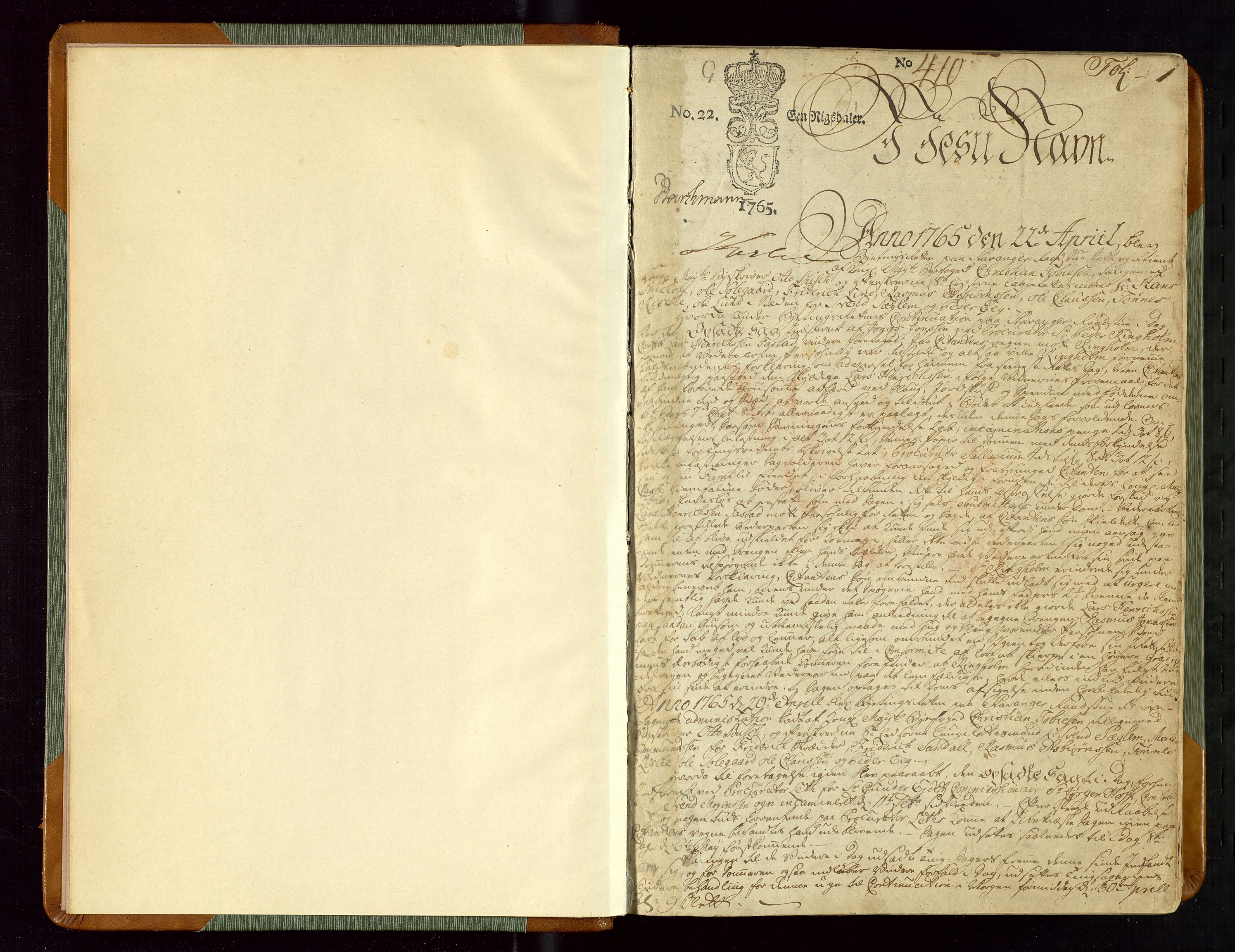 Stavanger byfogd, AV/SAST-A-101408/001/3/30/30BA/L0044: Bytingprotkoll, 1765-1771, p. 0b-1a