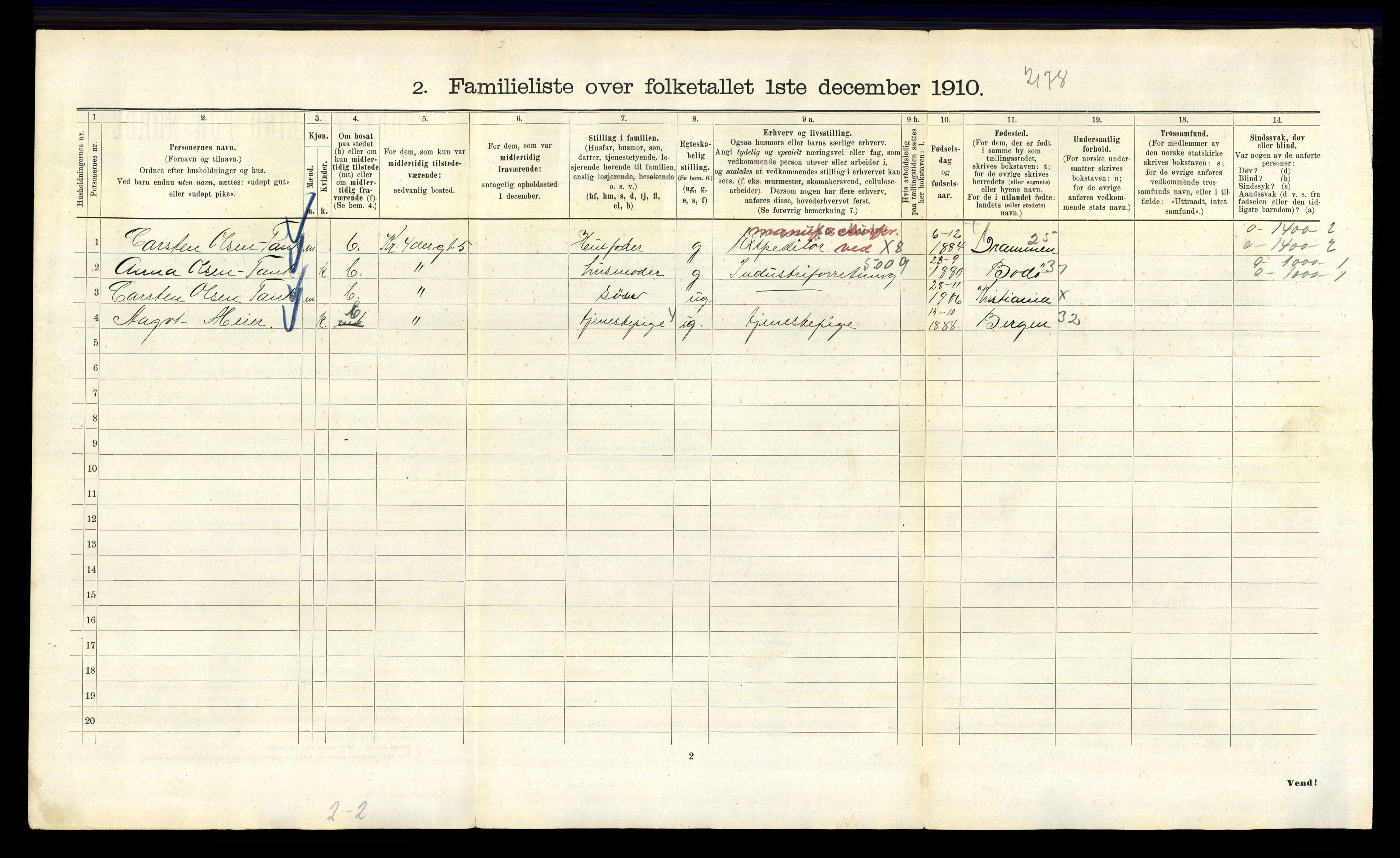 RA, 1910 census for Kristiania, 1910, p. 53048