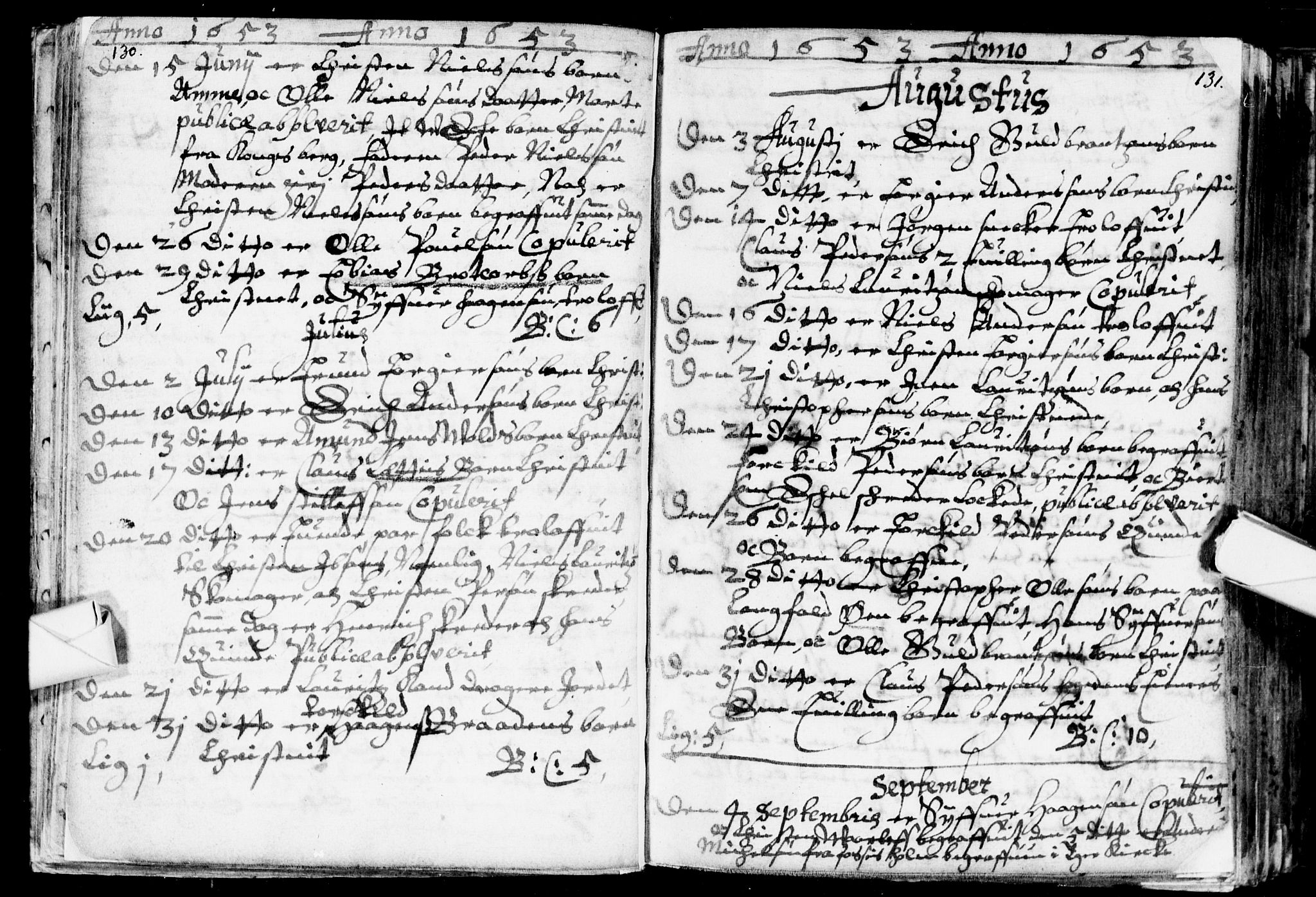 Bragernes kirkebøker, AV/SAKO-A-6/F/Fa/L0001: Parish register (official) no. I 1, 1634-1662, p. 130-131