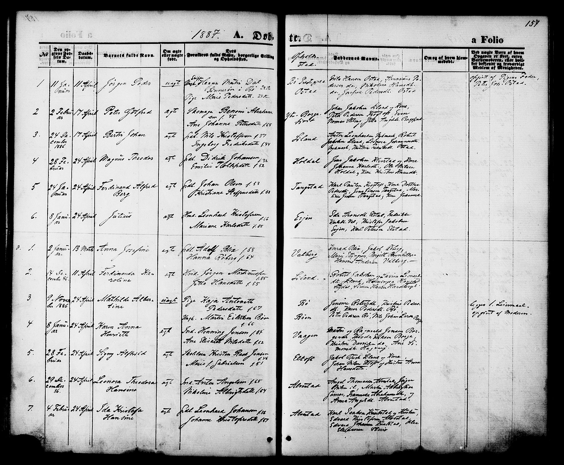 Ministerialprotokoller, klokkerbøker og fødselsregistre - Nordland, SAT/A-1459/880/L1132: Parish register (official) no. 880A06, 1869-1887, p. 157