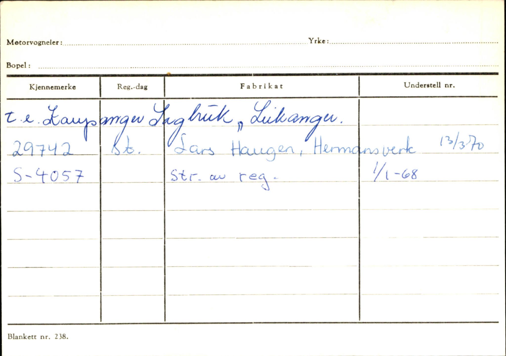 Statens vegvesen, Sogn og Fjordane vegkontor, SAB/A-5301/4/F/L0126: Eigarregister Fjaler M-Å. Leikanger A-Å, 1945-1975, p. 1560