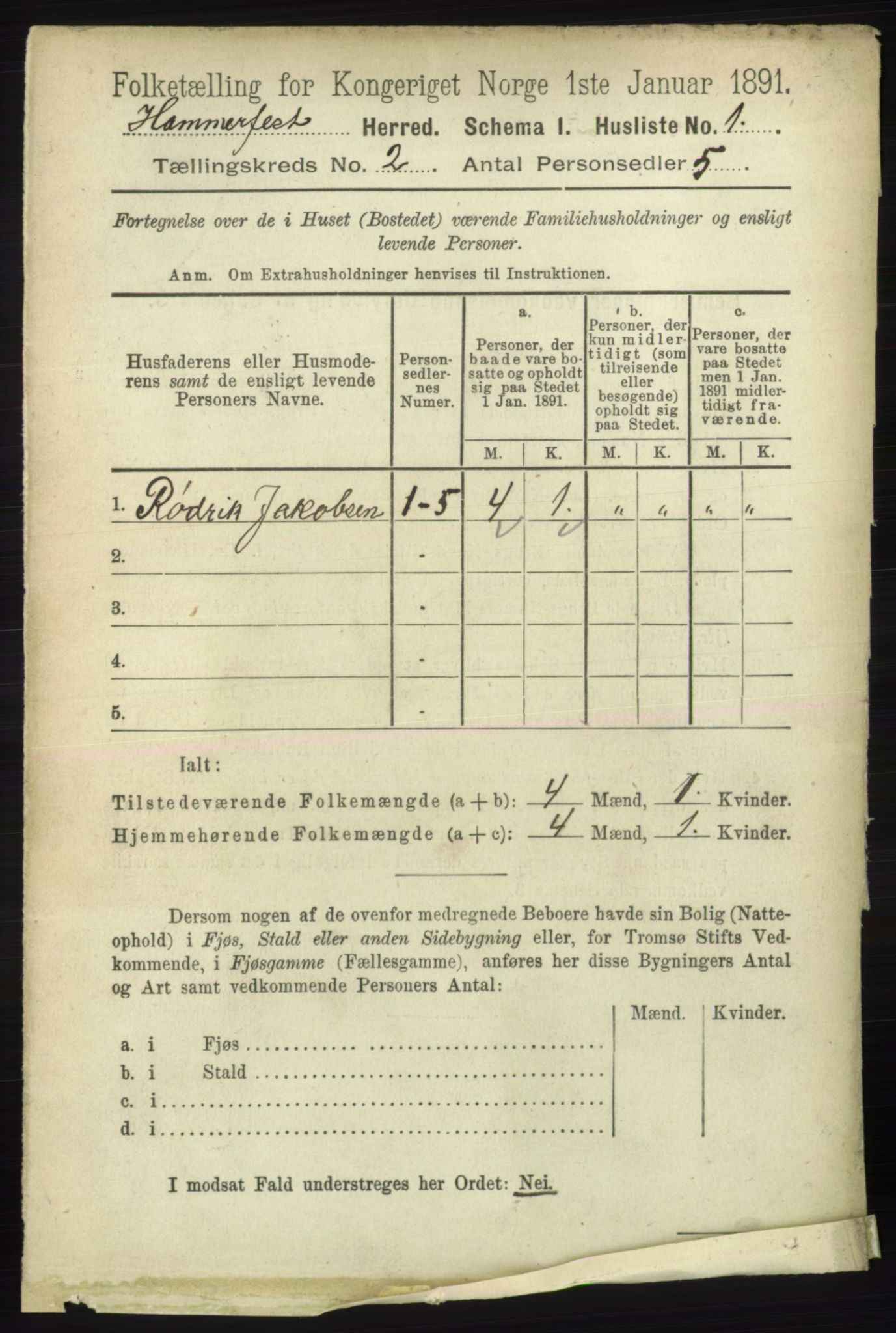 RA, 1891 census for 2016 Hammerfest, 1891, p. 538