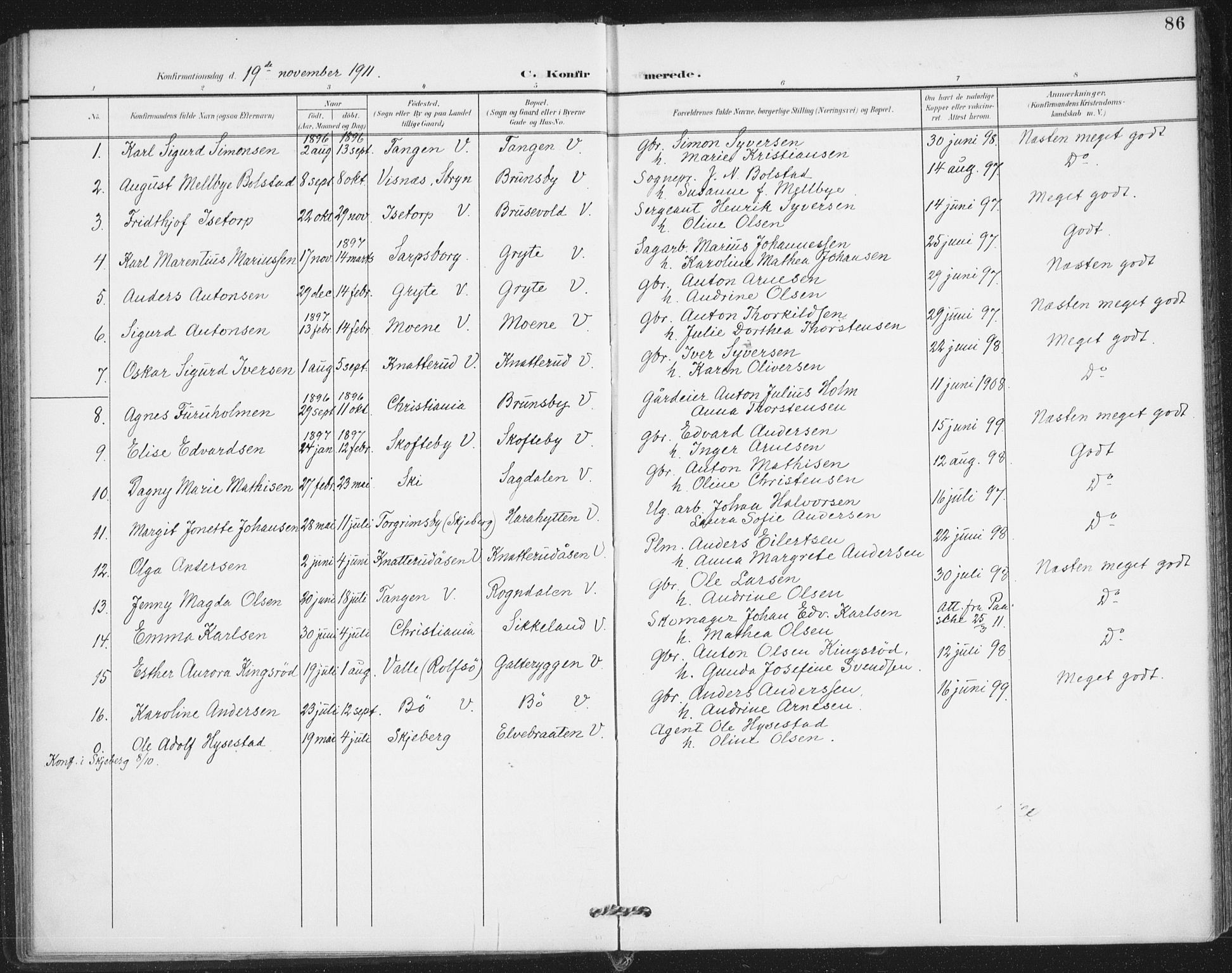 Varteig prestekontor Kirkebøker, SAO/A-10447a/F/Fa/L0003: Parish register (official) no. 3, 1899-1919, p. 86