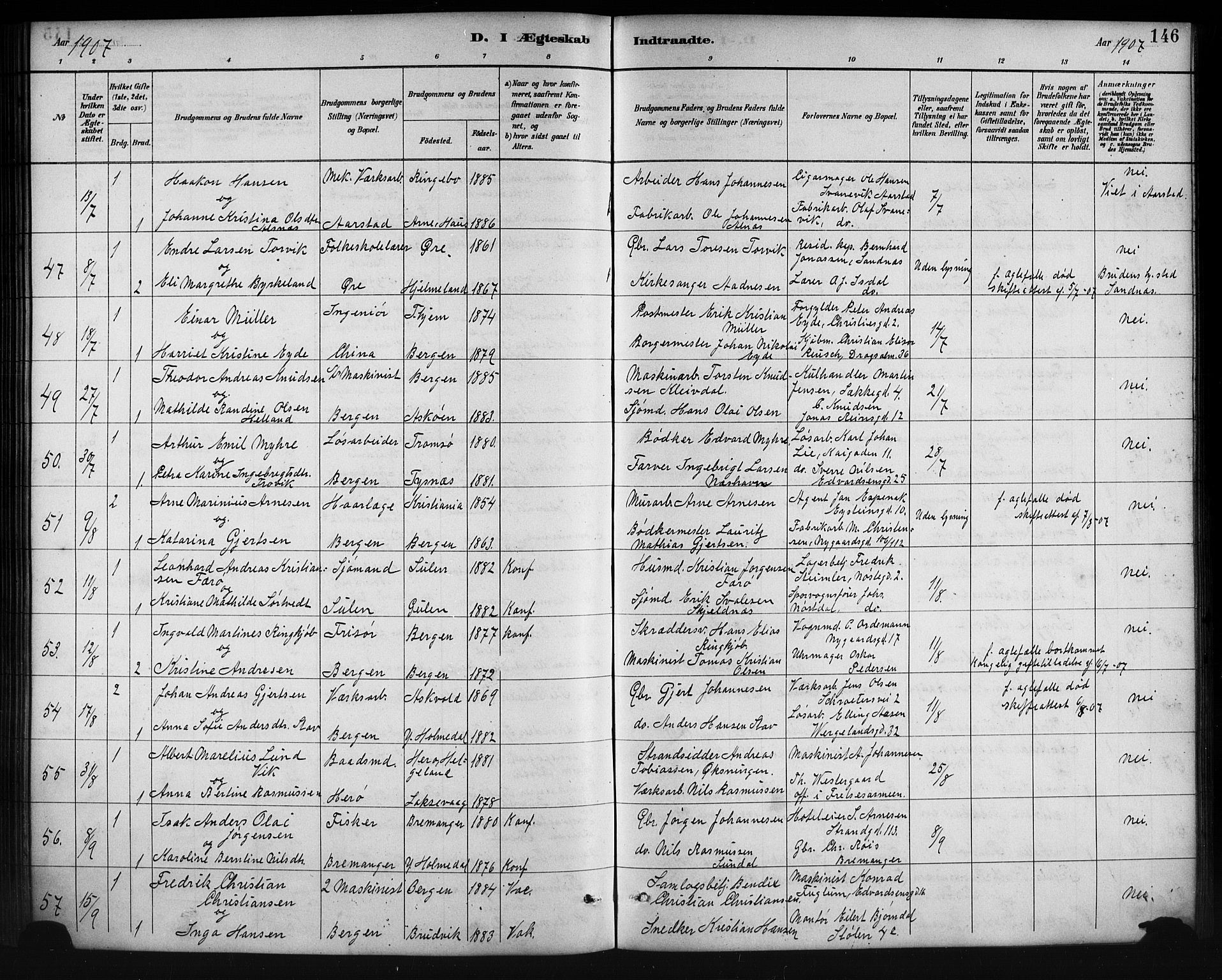 Johanneskirken sokneprestembete, SAB/A-76001/H/Hab: Parish register (copy) no. C 1, 1885-1912, p. 146
