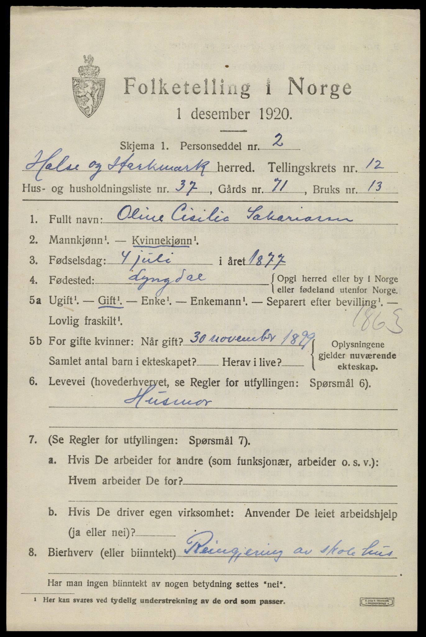 SAK, 1920 census for Halse og Harkmark, 1920, p. 6941