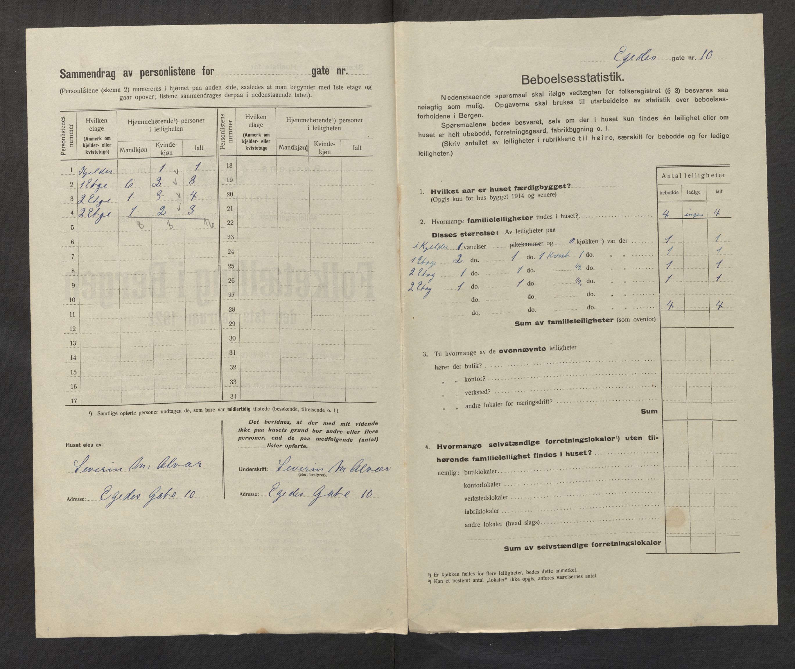 SAB, Municipal Census 1922 for Bergen, 1922, p. 6524