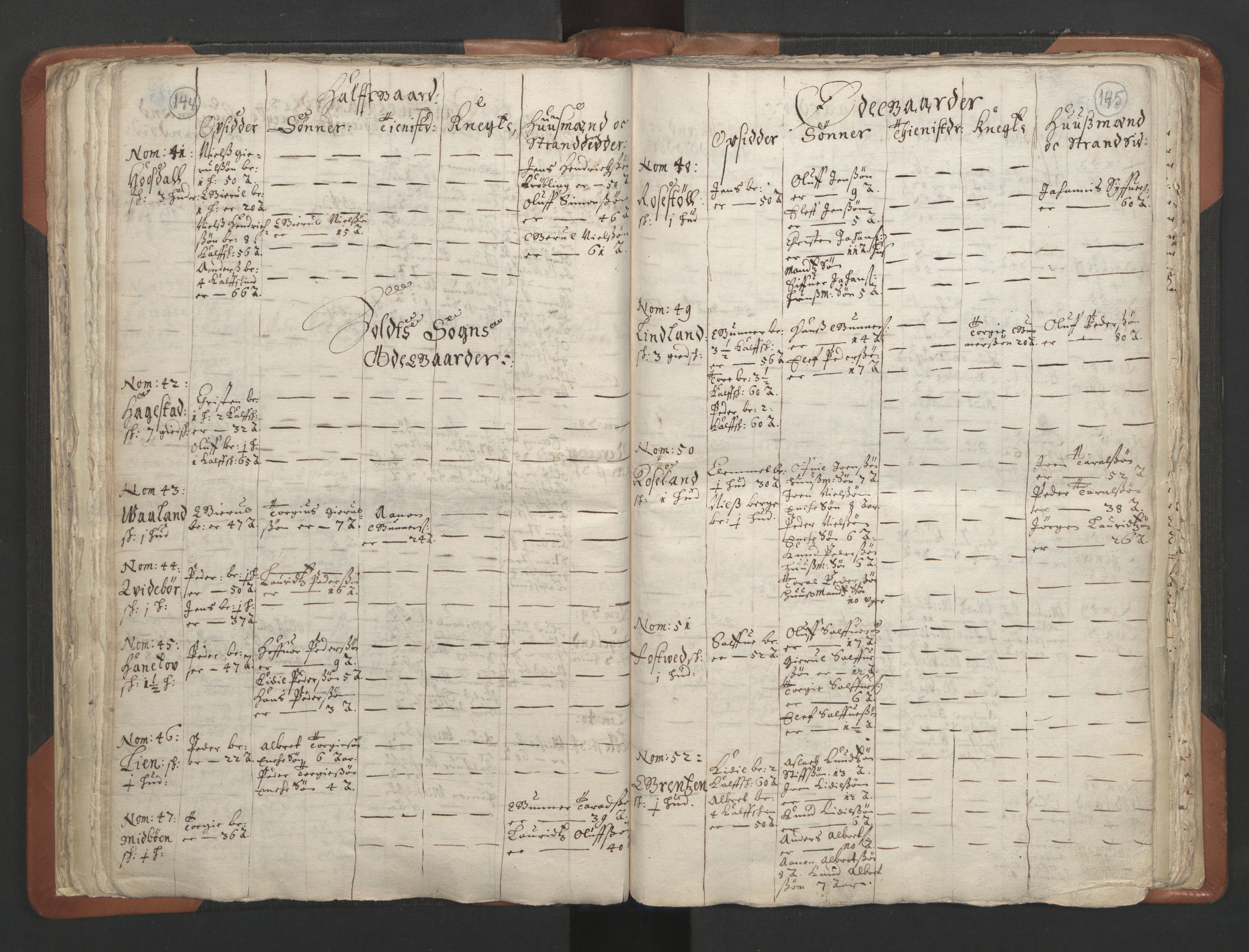 RA, Vicar's Census 1664-1666, no. 13: Nedenes deanery, 1664-1666, p. 144-145
