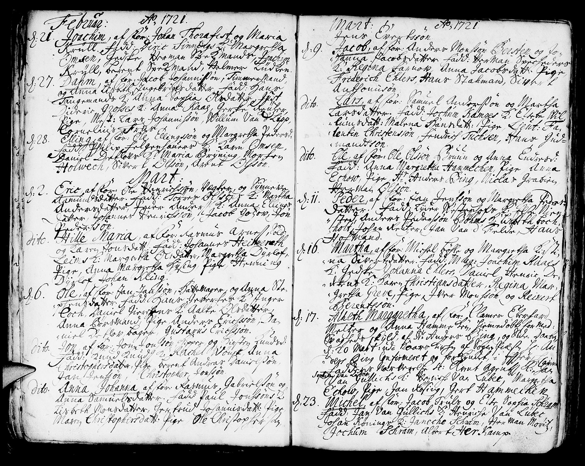 Korskirken sokneprestembete, SAB/A-76101/H/Haa/L0004: Parish register (official) no. A 4, 1720-1750, p. 12