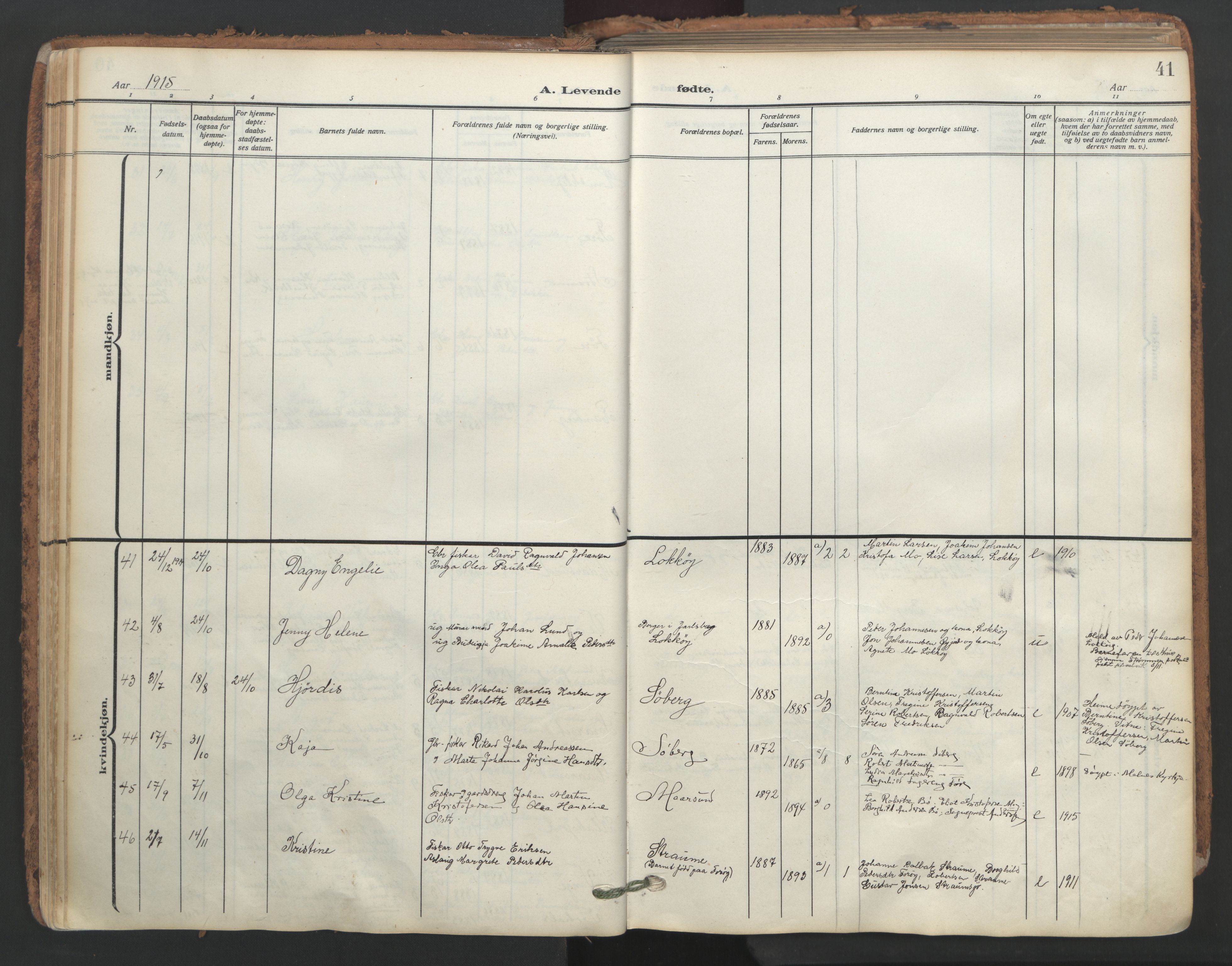 Ministerialprotokoller, klokkerbøker og fødselsregistre - Nordland, AV/SAT-A-1459/891/L1306: Parish register (official) no. 891A11, 1911-1927, p. 41