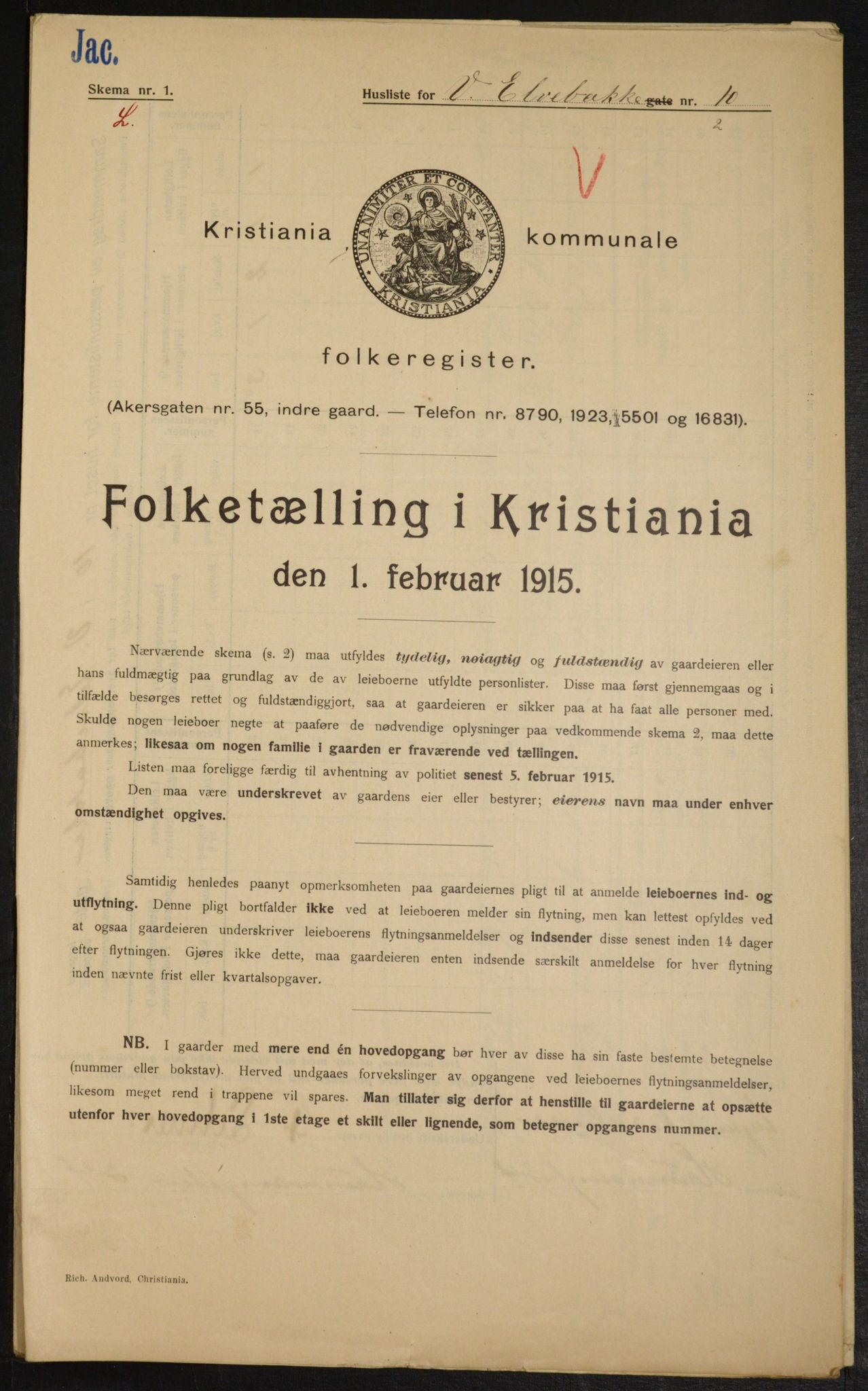 OBA, Municipal Census 1915 for Kristiania, 1915, p. 123081