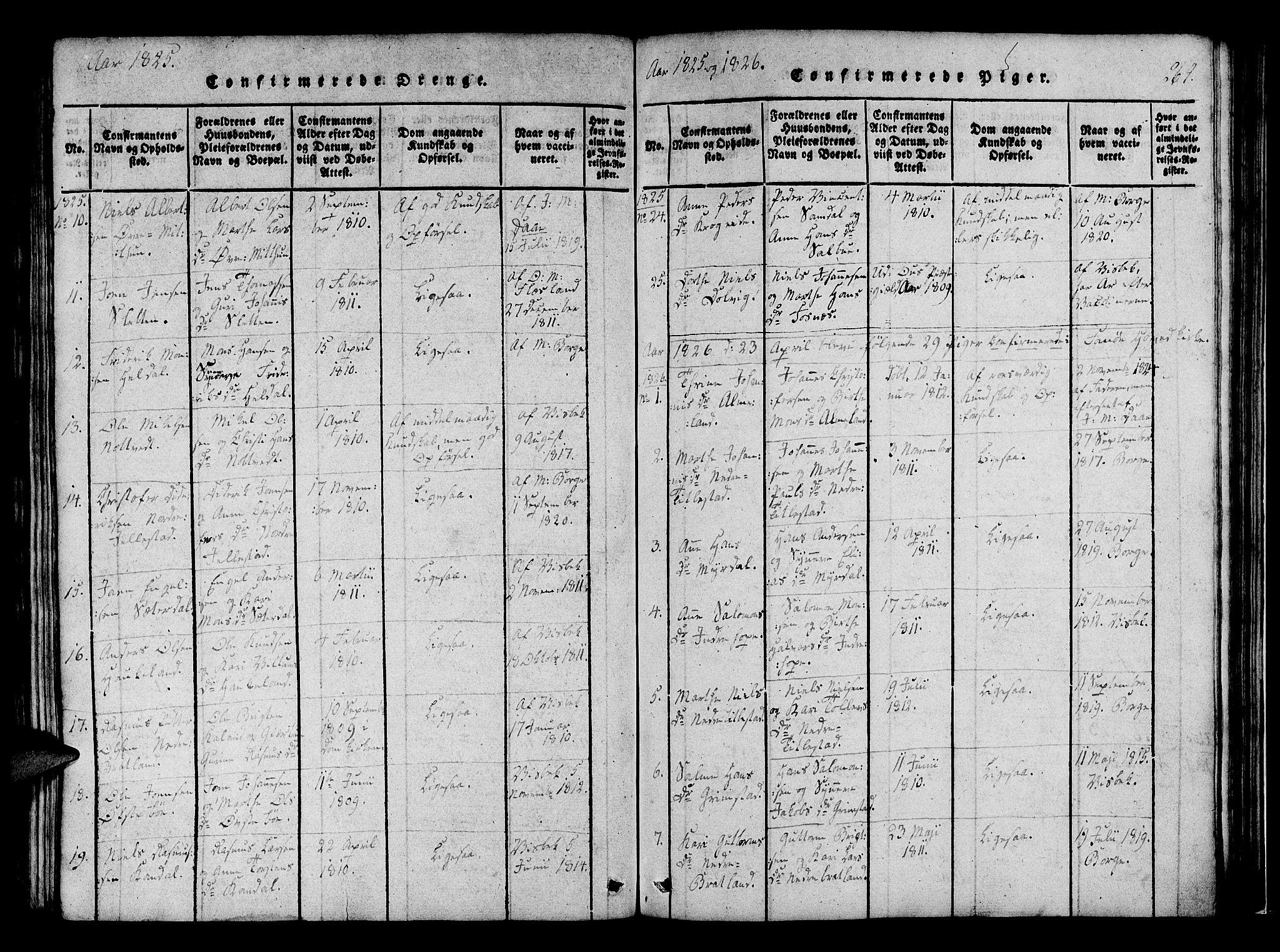 Fana Sokneprestembete, AV/SAB-A-75101/H/Haa/Haaa/L0007: Parish register (official) no. A 7, 1816-1828, p. 264