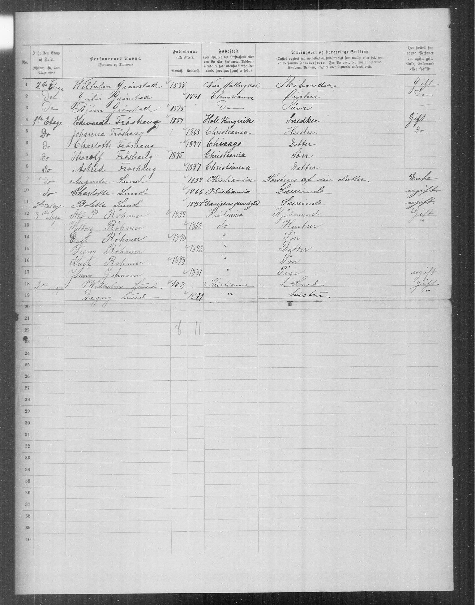 OBA, Municipal Census 1899 for Kristiania, 1899, p. 16485