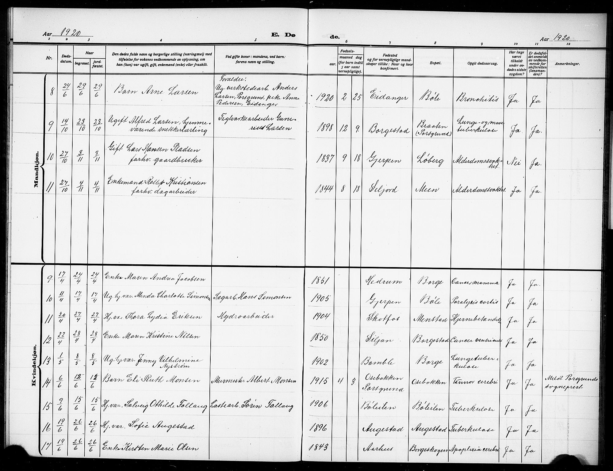 Gjerpen kirkebøker, AV/SAKO-A-265/G/Gb/L0001: Parish register (copy) no. II 1, 1920-1929