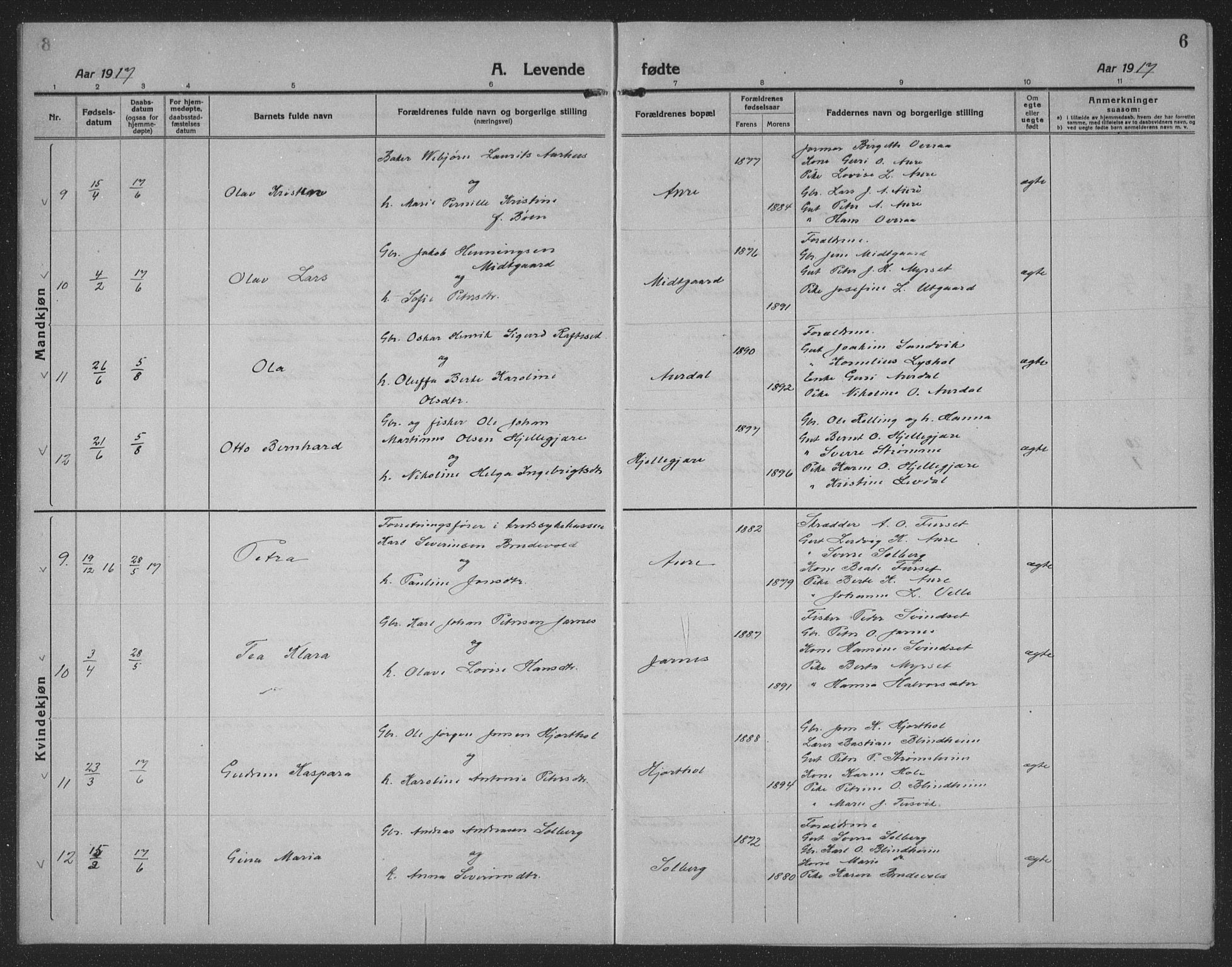 Ministerialprotokoller, klokkerbøker og fødselsregistre - Møre og Romsdal, AV/SAT-A-1454/523/L0342: Parish register (copy) no. 523C05, 1916-1937, p. 6