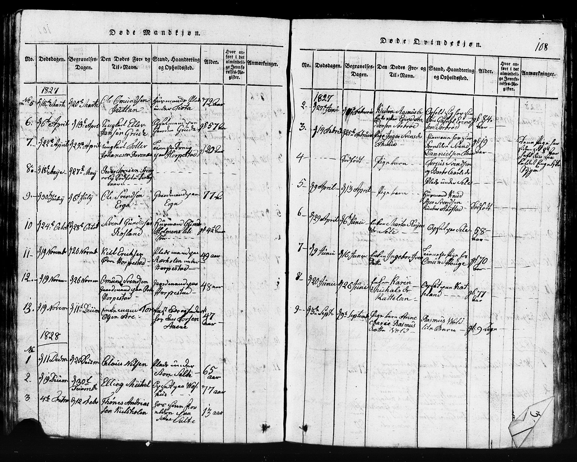 Klepp sokneprestkontor, SAST/A-101803/001/3/30BB/L0001: Parish register (copy) no.  B 1, 1816-1859, p. 108