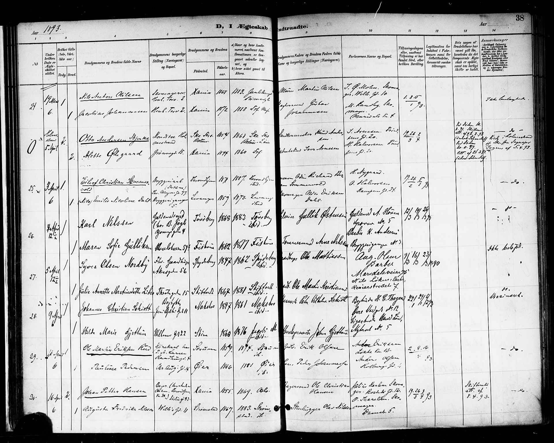 Trefoldighet prestekontor Kirkebøker, SAO/A-10882/F/Fc/L0004: Parish register (official) no. III 4, 1891-1900, p. 38