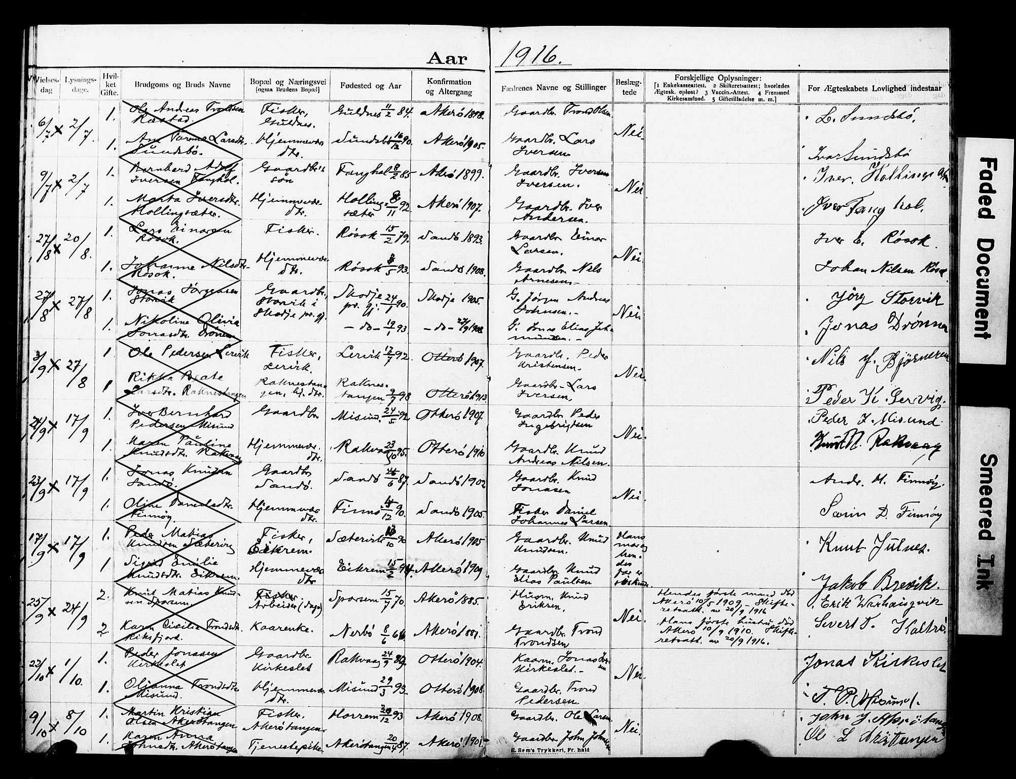 Ministerialprotokoller, klokkerbøker og fødselsregistre - Møre og Romsdal, AV/SAT-A-1454/560/L0723: Banns register no. 560A07, 1903-1916