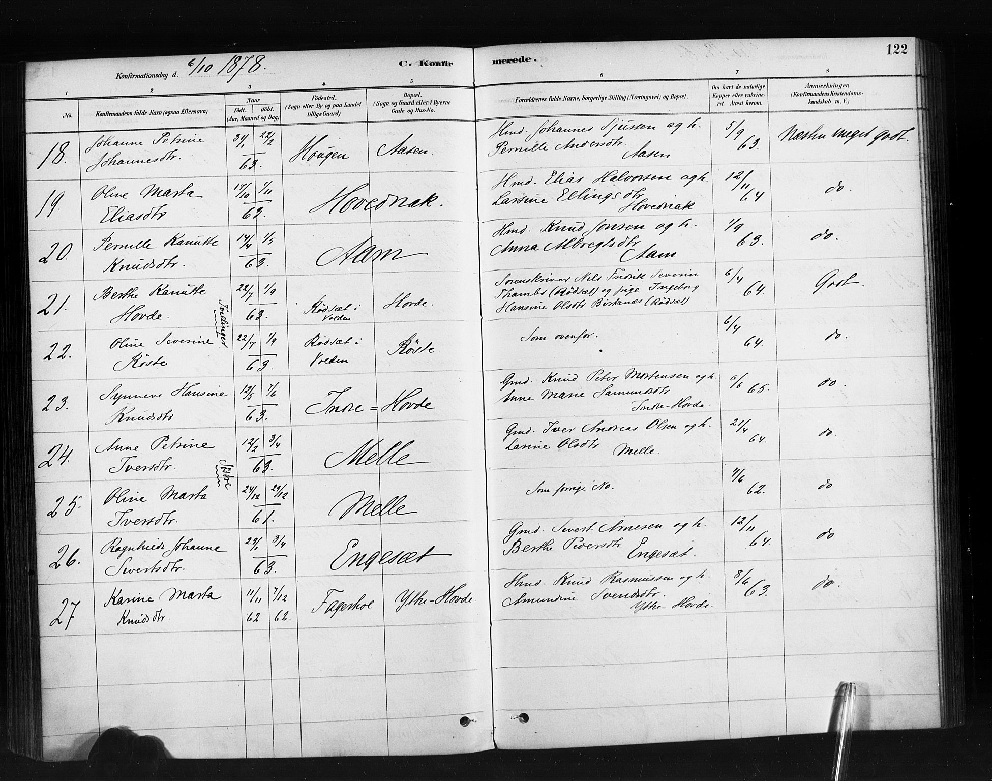 Ministerialprotokoller, klokkerbøker og fødselsregistre - Møre og Romsdal, AV/SAT-A-1454/513/L0176: Parish register (official) no. 513A03, 1877-1889, p. 122