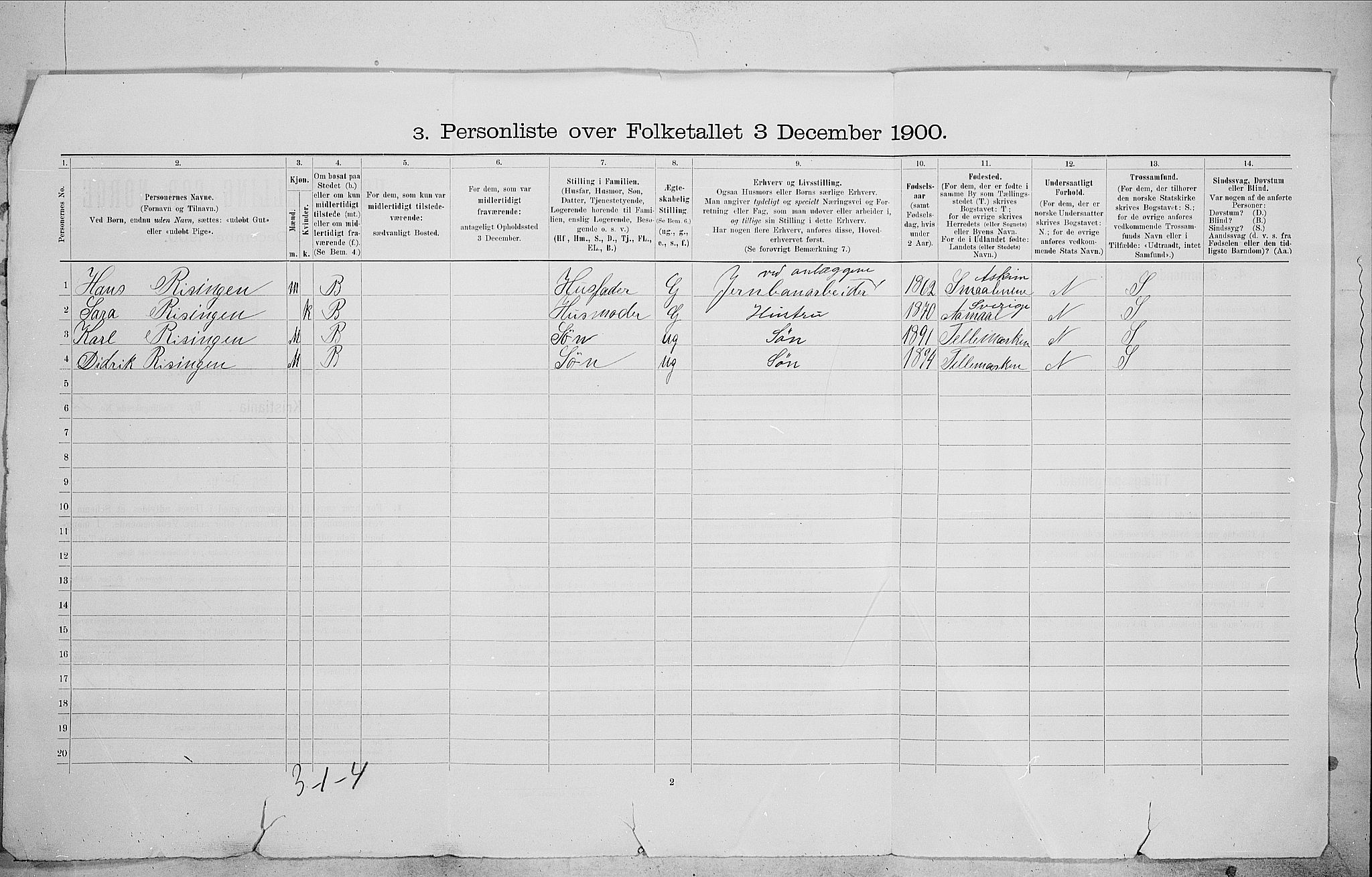 SAO, 1900 census for Kristiania, 1900, p. 77191