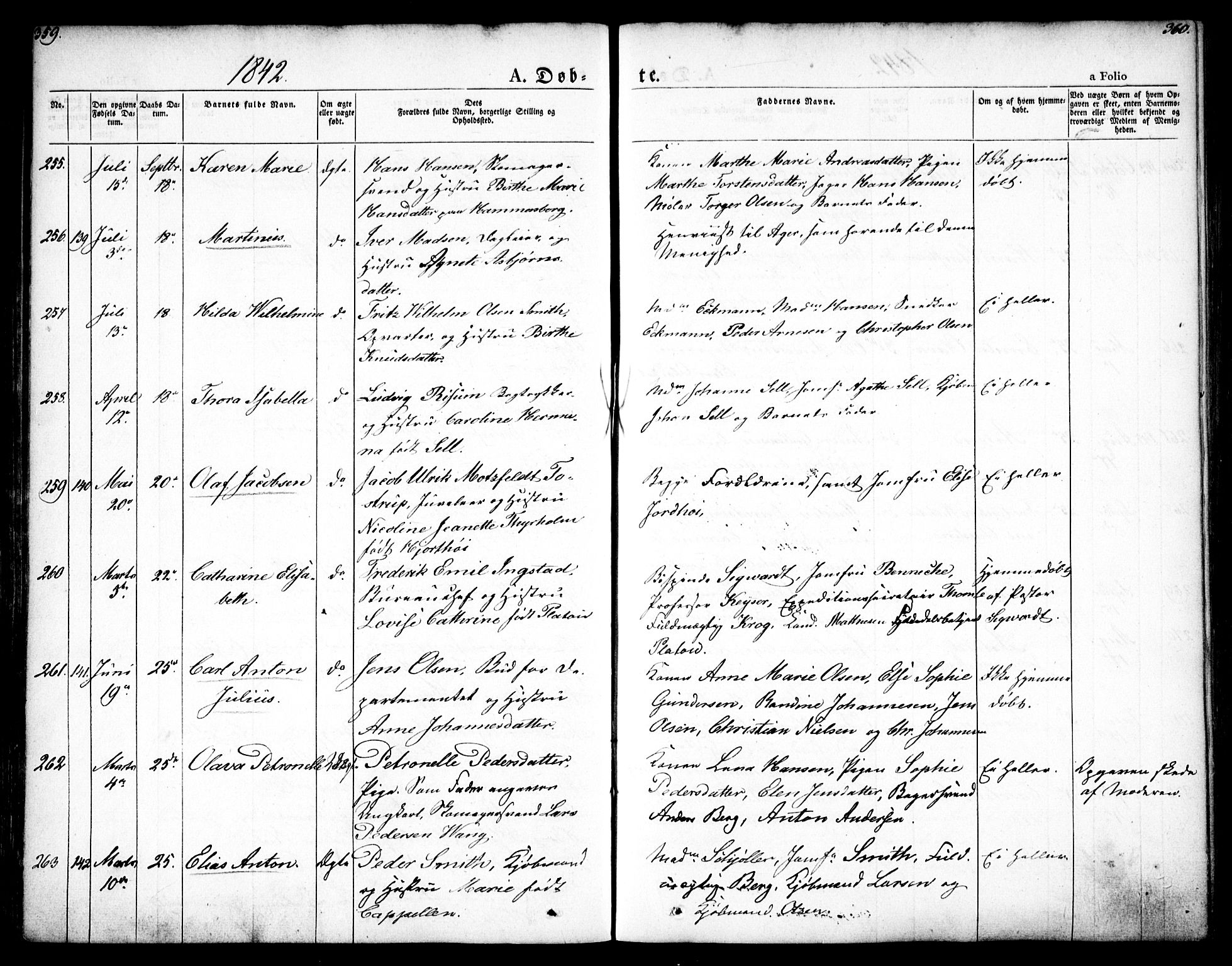 Oslo domkirke Kirkebøker, SAO/A-10752/F/Fa/L0012: Parish register (official) no. 12, 1837-1845, p. 359-360
