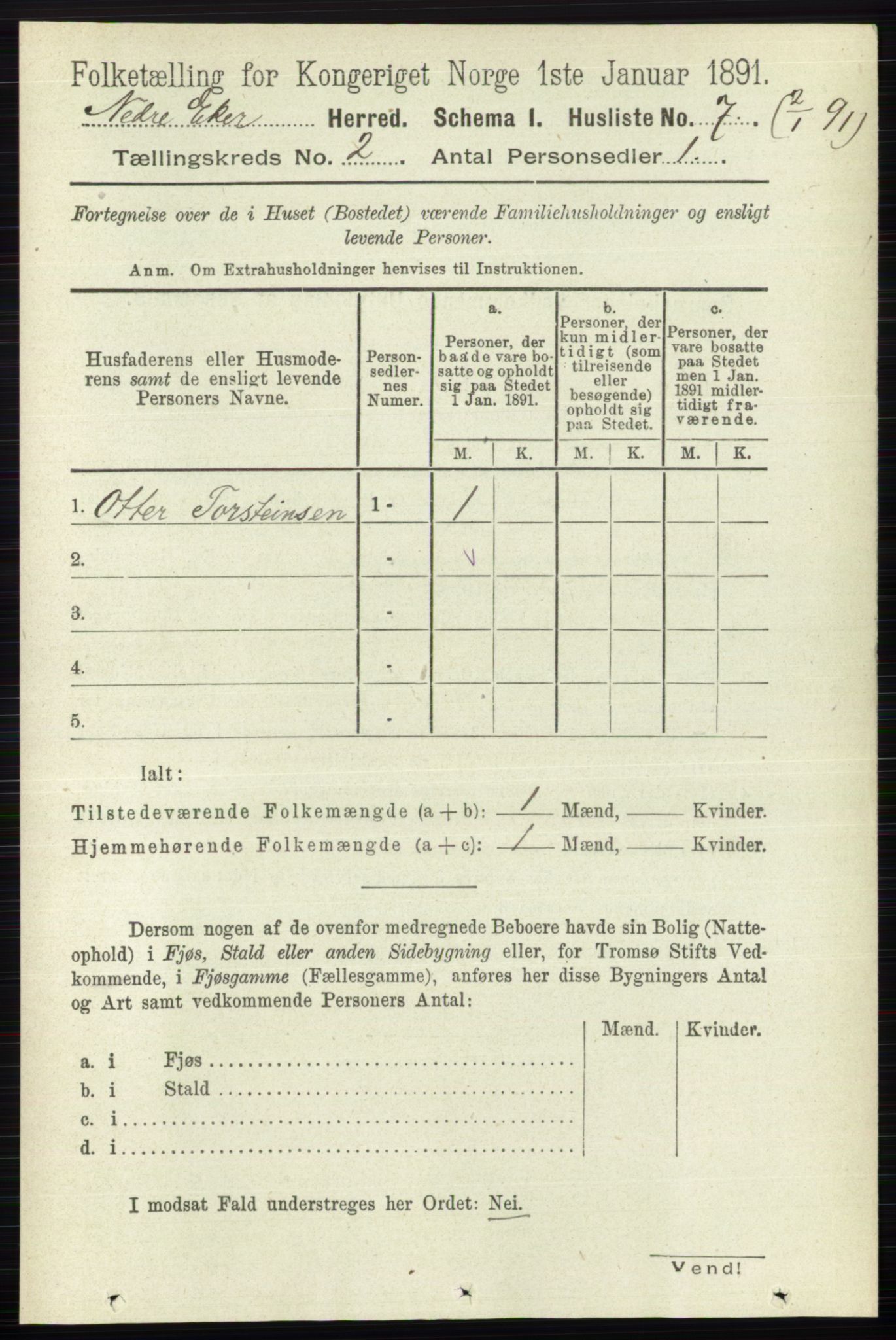RA, 1891 census for 0625 Nedre Eiker, 1891, p. 453