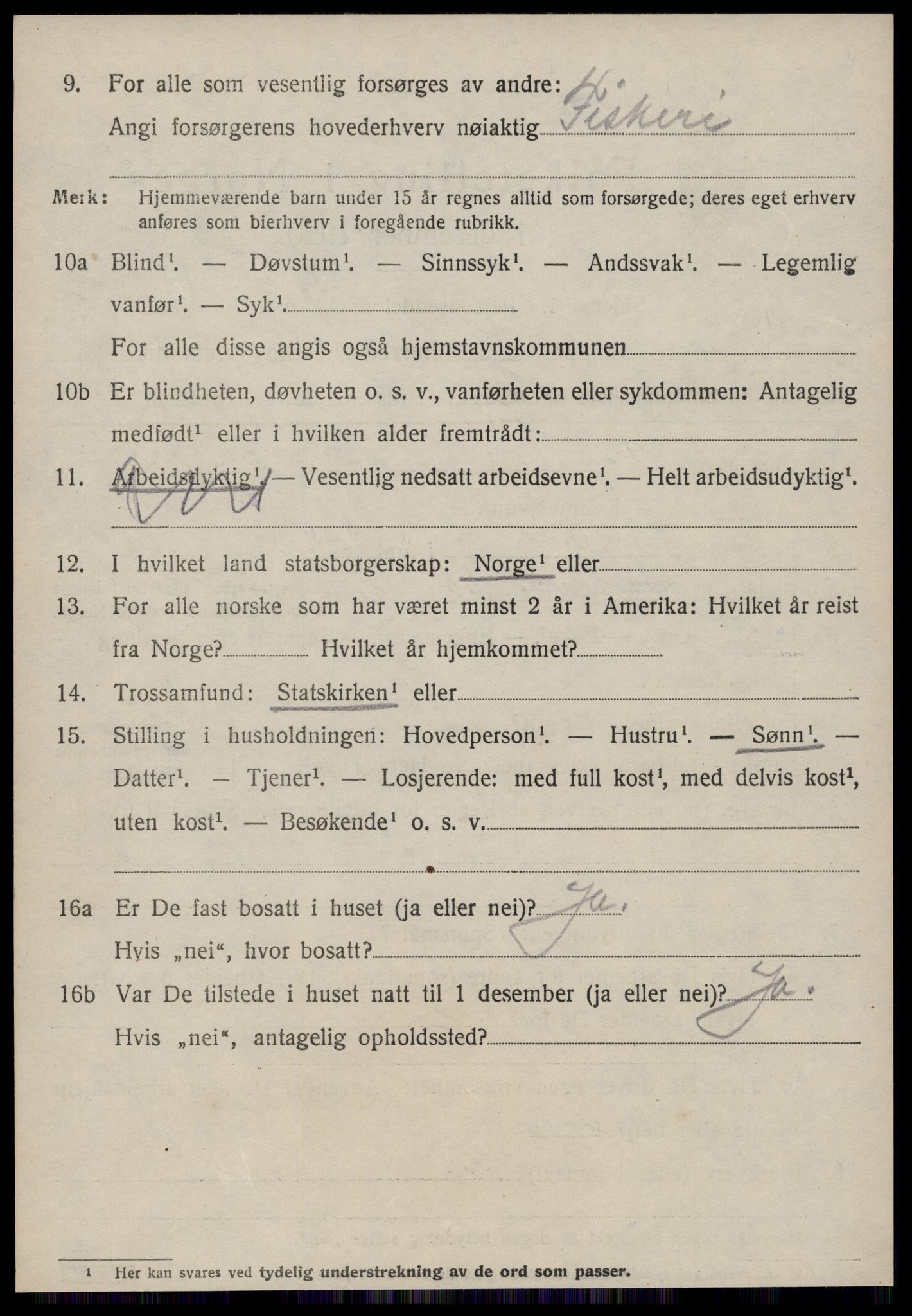 SAT, 1920 census for Vanylven, 1920, p. 1010