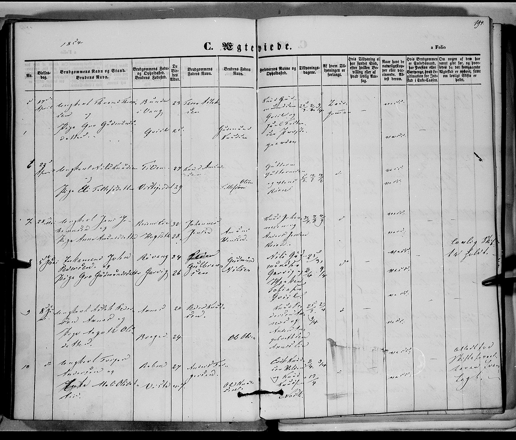 Vestre Slidre prestekontor, AV/SAH-PREST-136/H/Ha/Haa/L0001: Parish register (official) no. 1, 1844-1855, p. 194