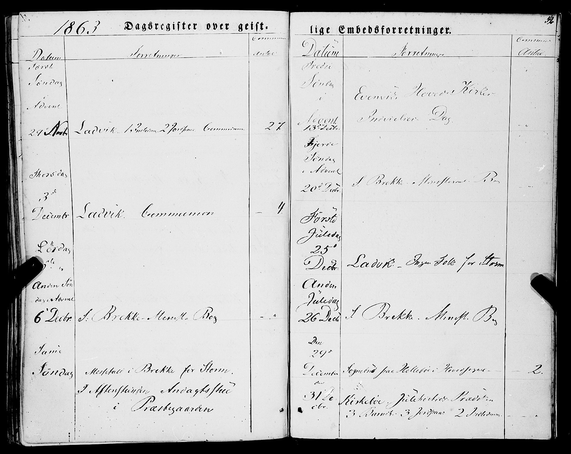 Lavik sokneprestembete, AV/SAB-A-80901: Parish register (official) no. A 3, 1843-1863, p. 52