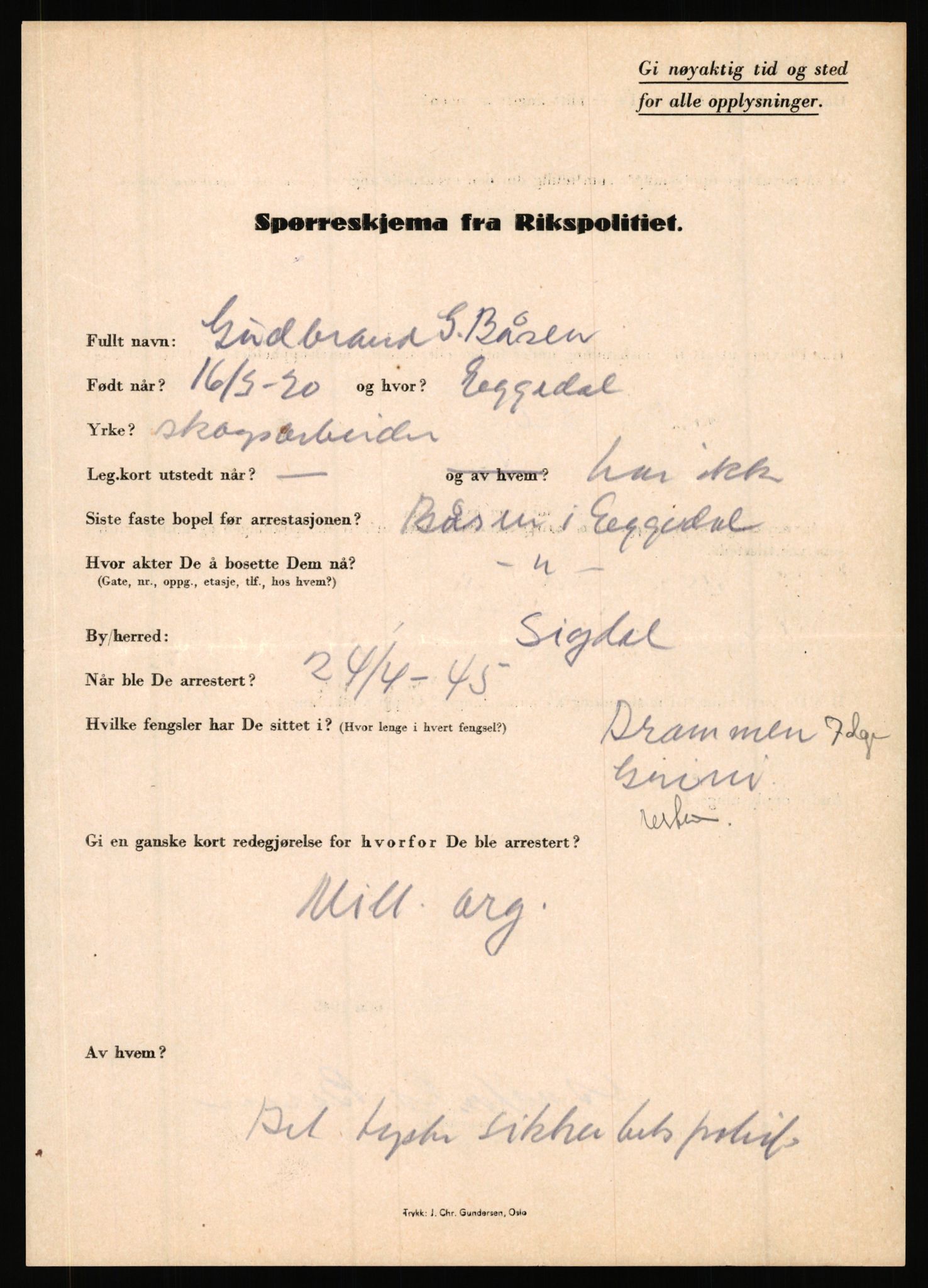 Rikspolitisjefen, AV/RA-S-1560/L/L0003: Bua, Bjarne - Erdal, Ingolf, 1940-1945, p. 187