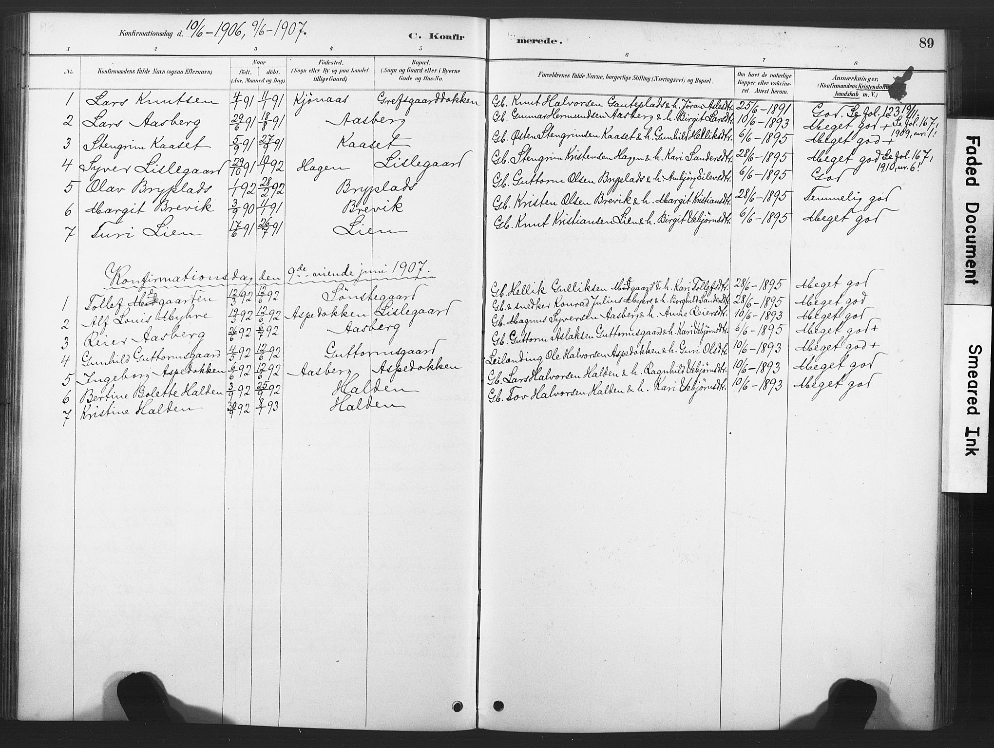 Nore kirkebøker, SAKO/A-238/F/Fd/L0001: Parish register (official) no. IV 1, 1878-1918, p. 89