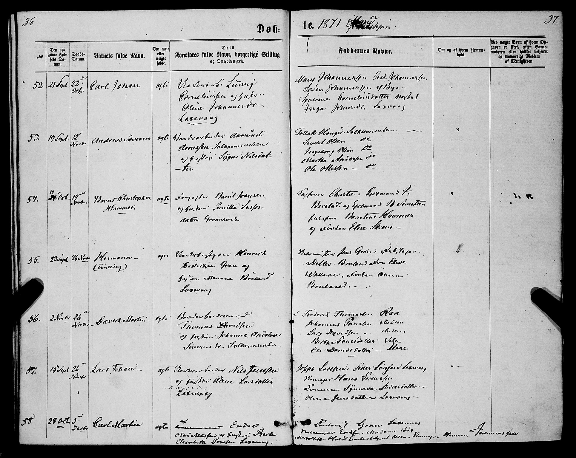 St. Jørgens hospital og Årstad sokneprestembete, AV/SAB-A-99934: Parish register (official) no. A 6, 1870-1878, p. 36-37