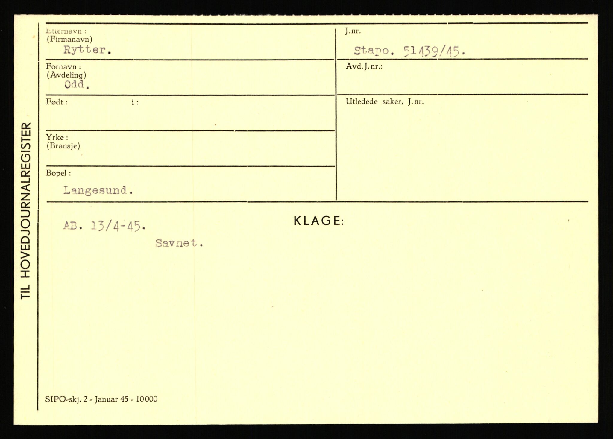 Statspolitiet - Hovedkontoret / Osloavdelingen, AV/RA-S-1329/C/Ca/L0013: Raa - Servold, 1943-1945, p. 2609