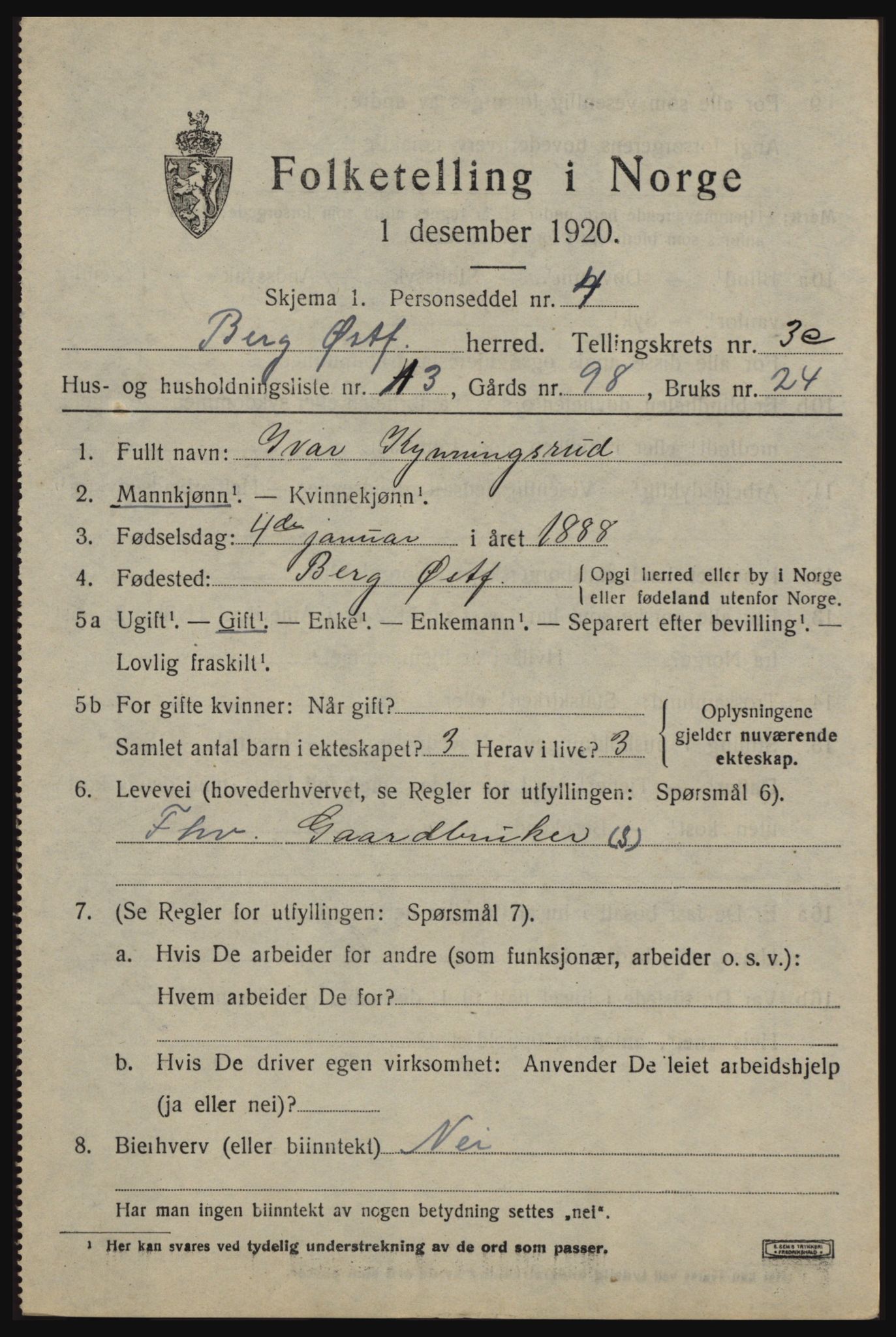 SAO, 1920 census for Berg, 1920, p. 7217