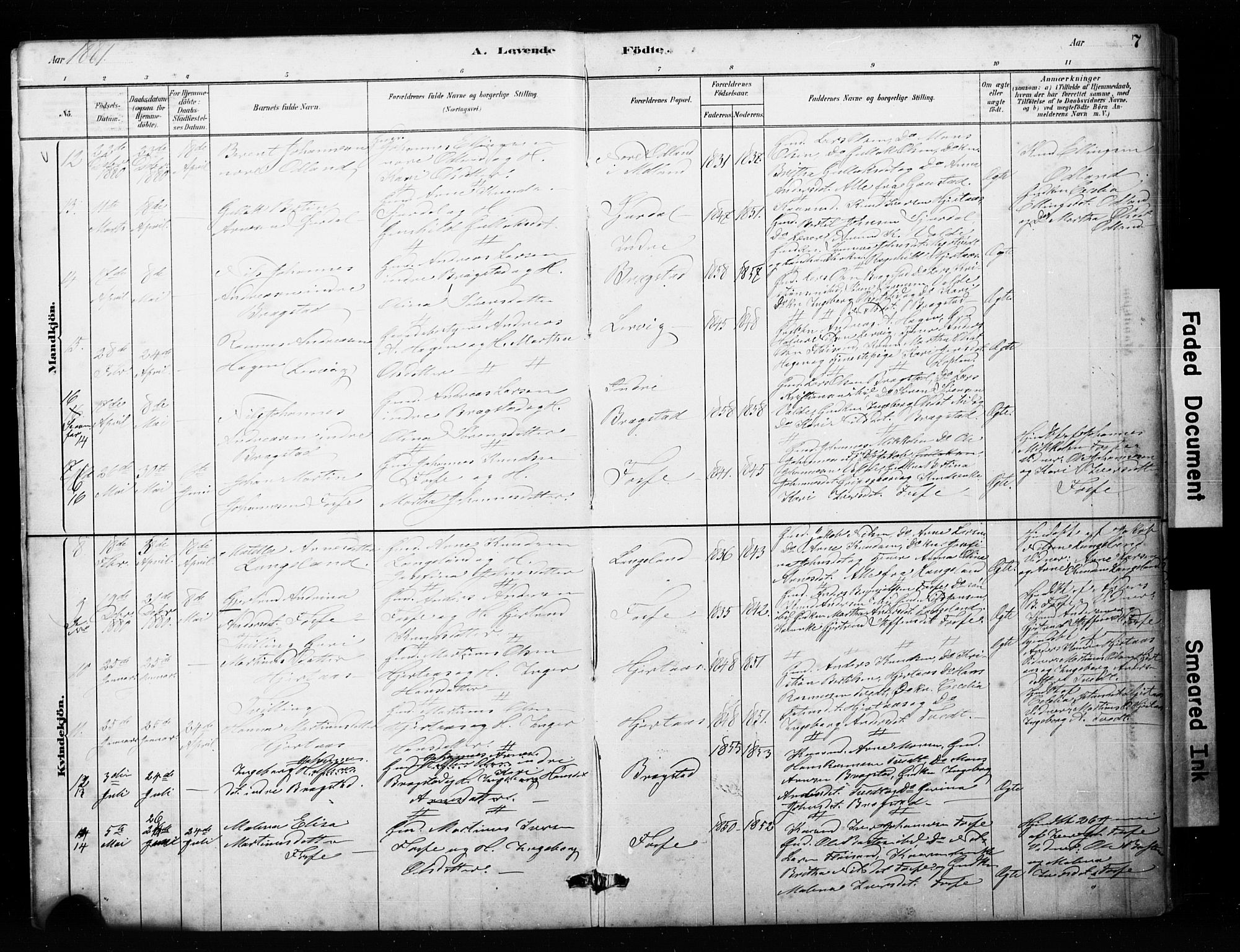 Alversund Sokneprestembete, AV/SAB-A-73901/H/Ha/Hab: Parish register (copy) no. C 3, 1881-1894, p. 7