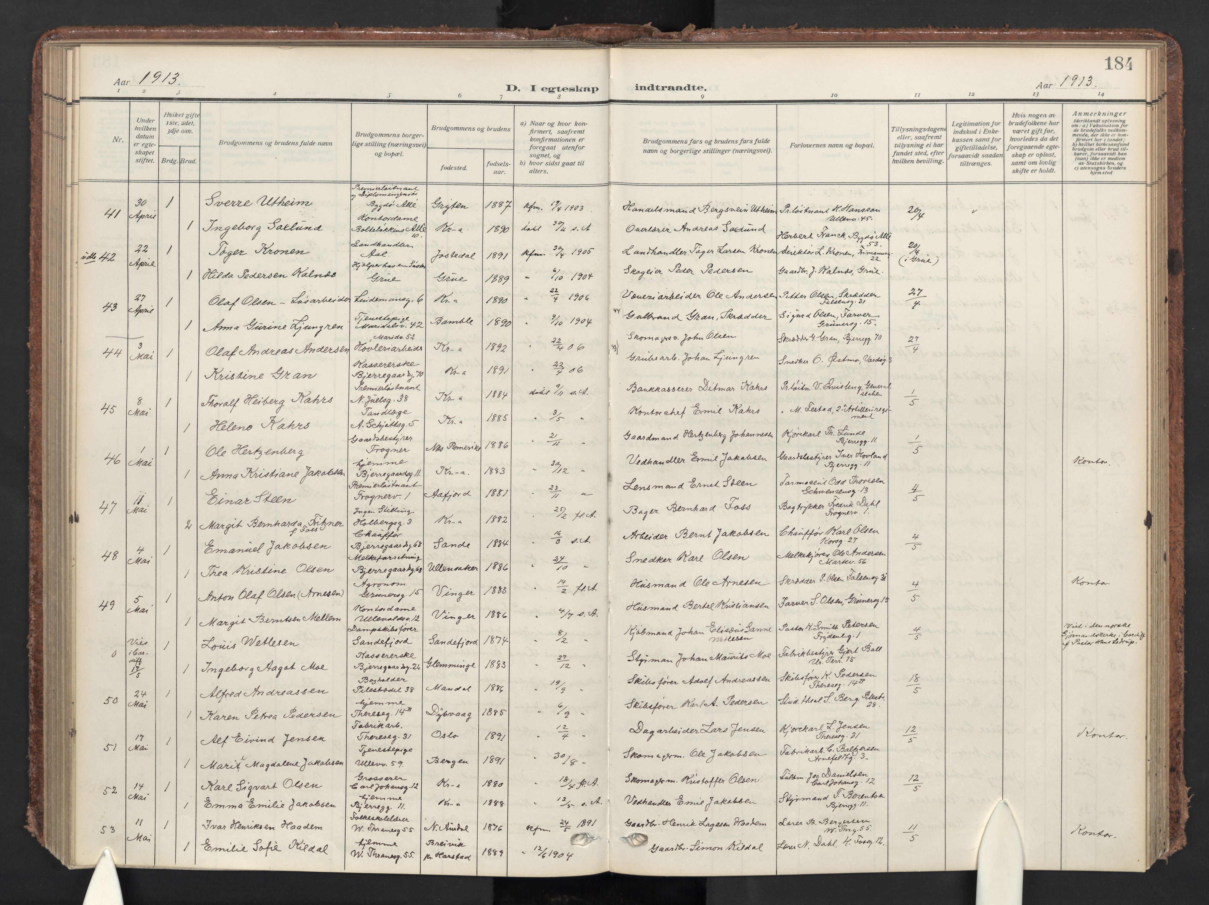 Gamle Aker prestekontor Kirkebøker, AV/SAO-A-10617a/F/L0015: Parish register (official) no. 15, 1911-1924, p. 184