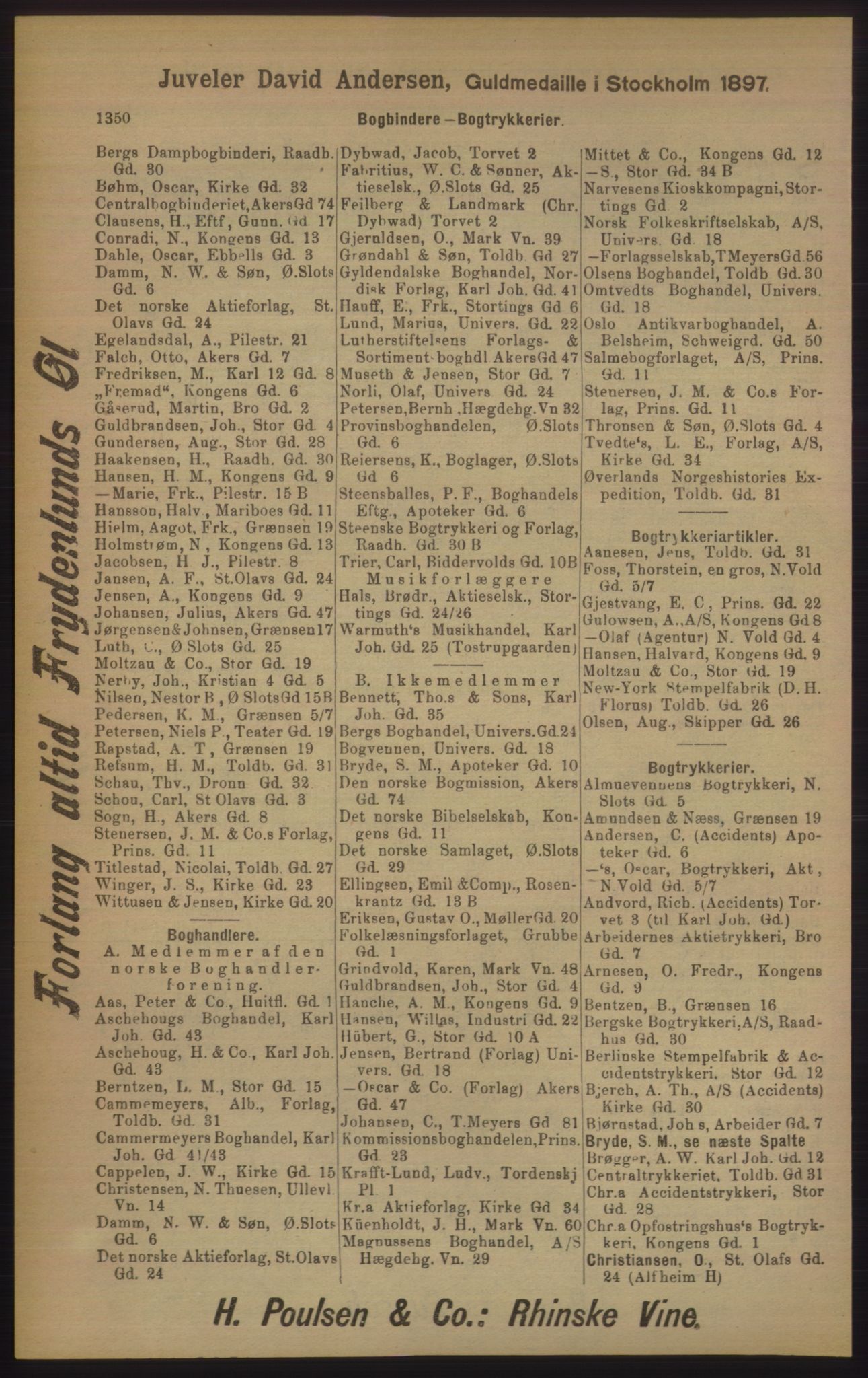 Kristiania/Oslo adressebok, PUBL/-, 1905, p. 1350