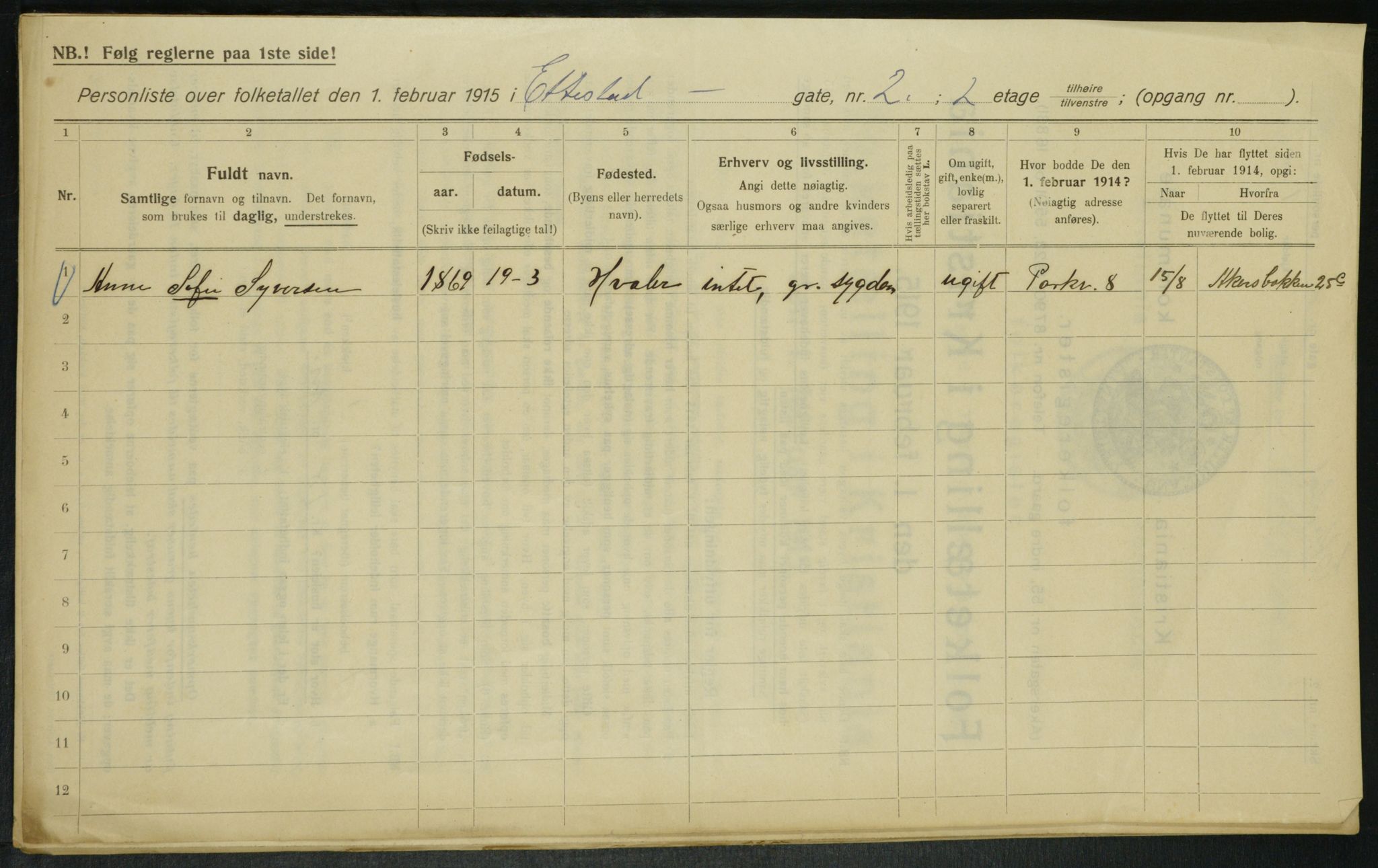 OBA, Municipal Census 1915 for Kristiania, 1915, p. 21914