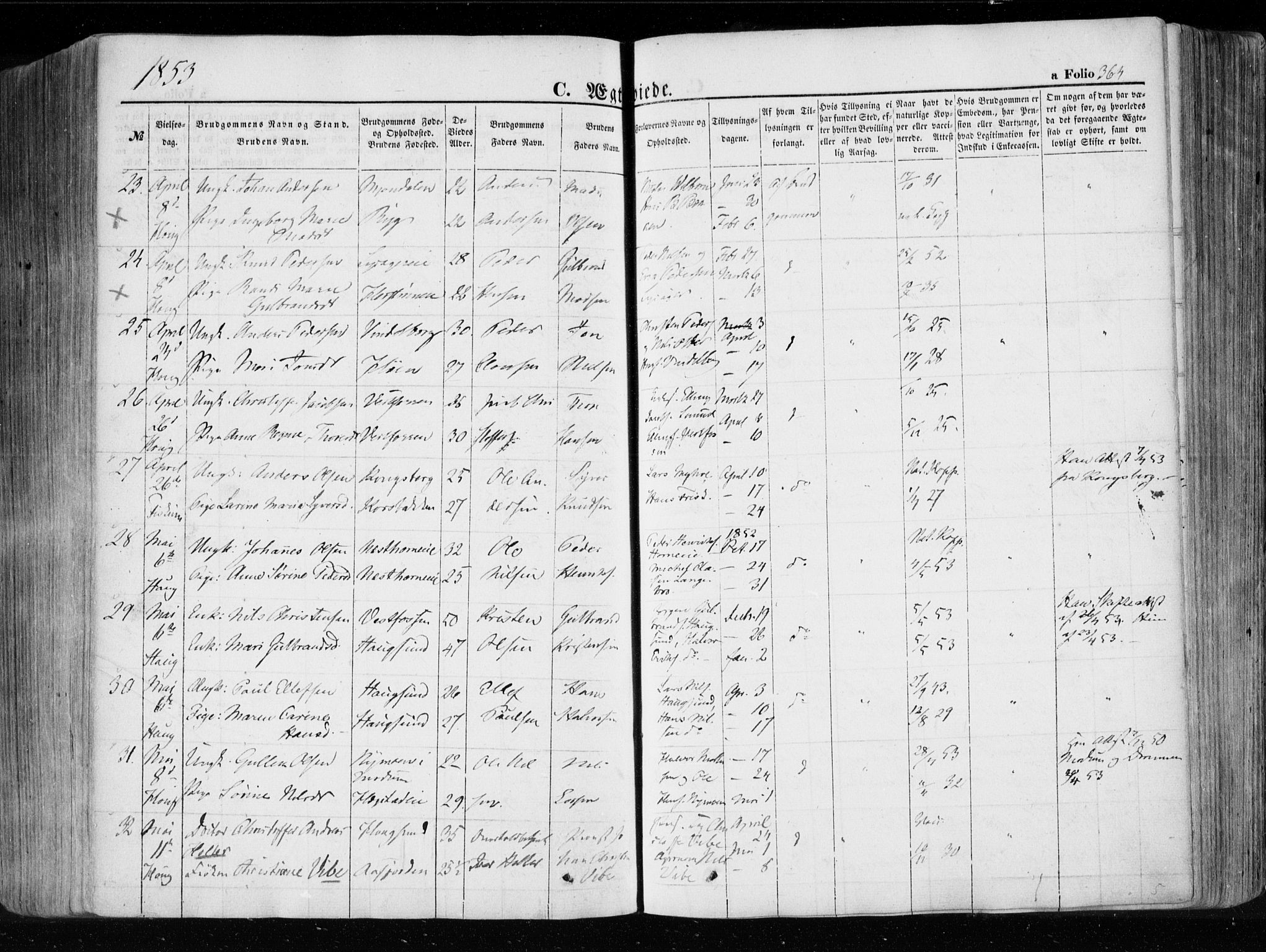 Eiker kirkebøker, SAKO/A-4/F/Fa/L0014: Parish register (official) no. I 14, 1846-1854, p. 364