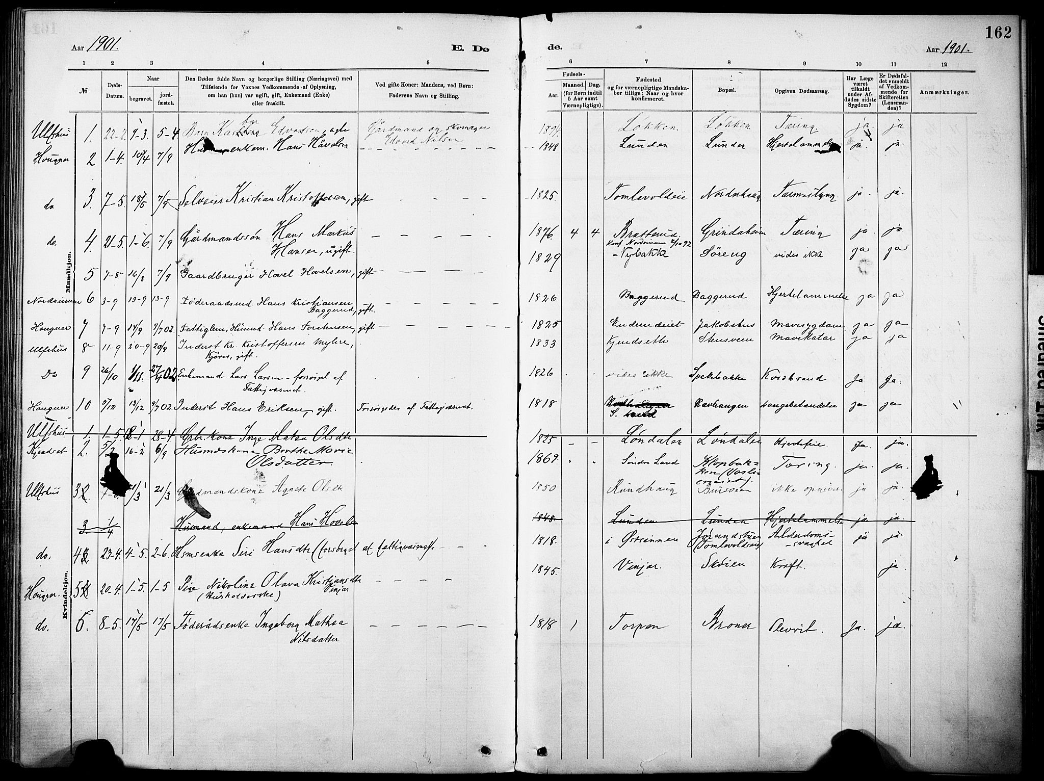 Nordre Land prestekontor, SAH/PREST-124/H/Ha/Haa/L0005: Parish register (official) no. 5, 1882-1903, p. 162