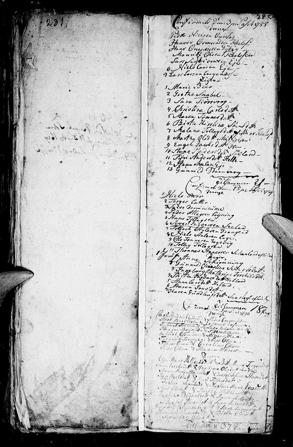 Flekkefjord sokneprestkontor, SAK/1111-0012/F/Fa/Fac/L0001: Parish register (official) no. A 1, 1773-1806, p. 281-282